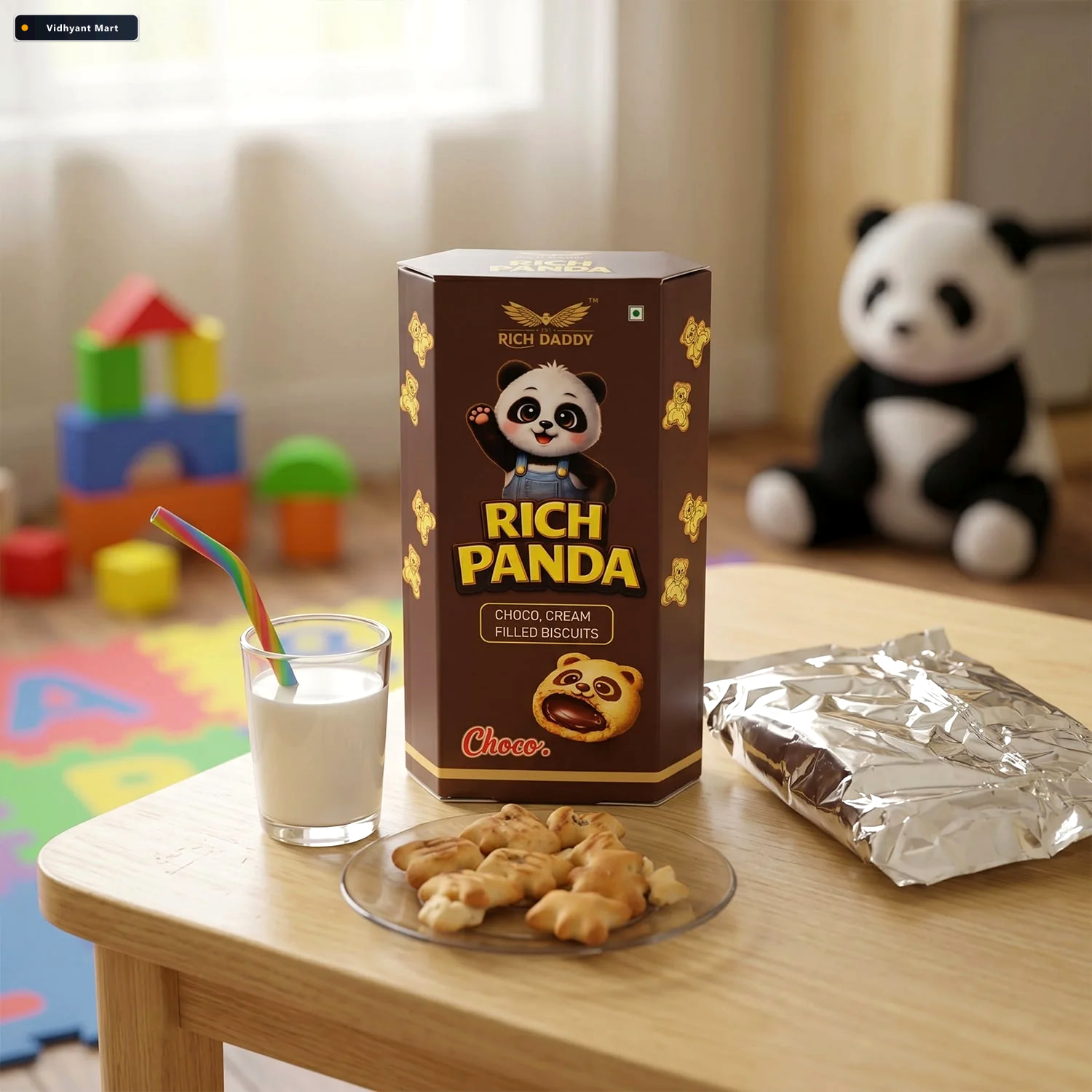 Vidhyant Mart Rich Daddy Panda Choco Cream Biscuits Fun Shapes R 3