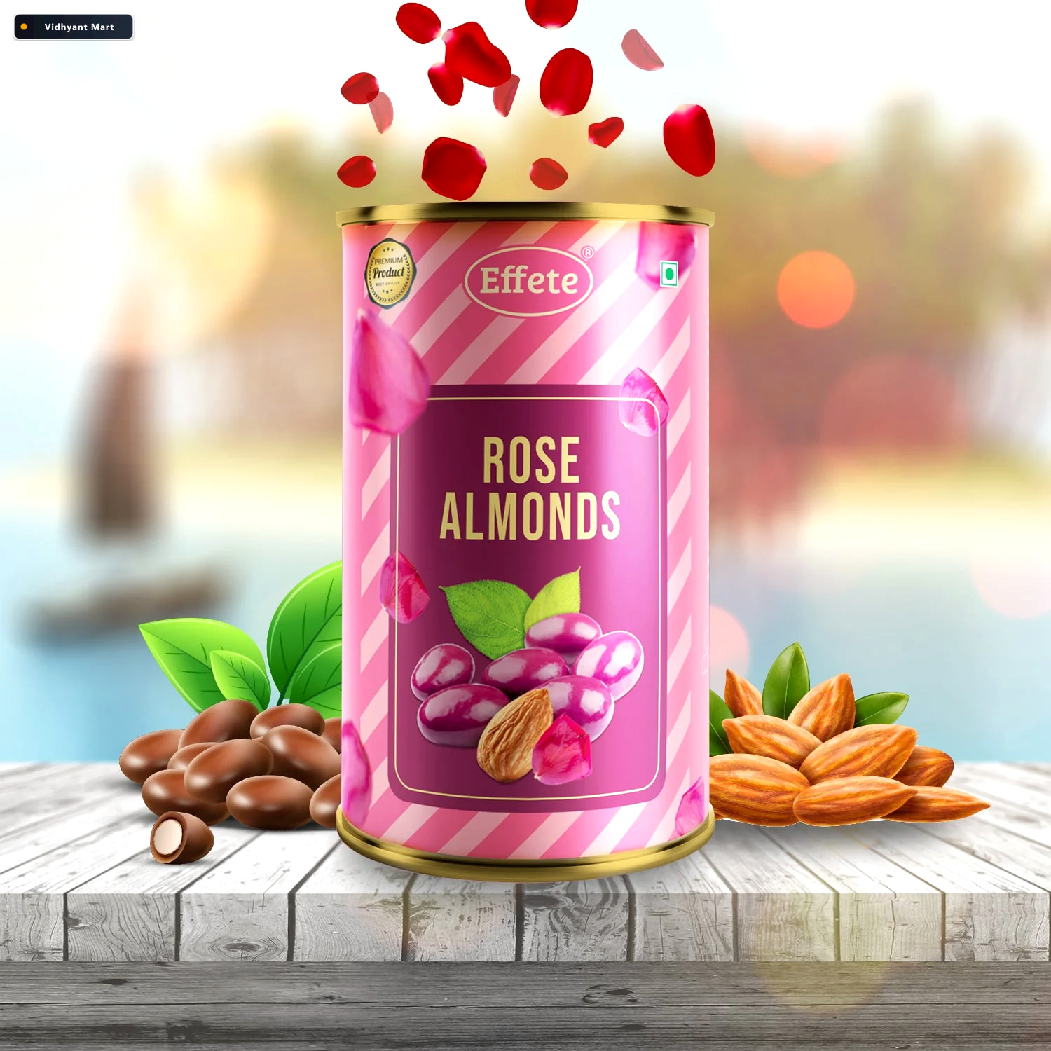 Vidhyant Mart Rose Almonds Chocolate Crunchy Fragrant Treat 1