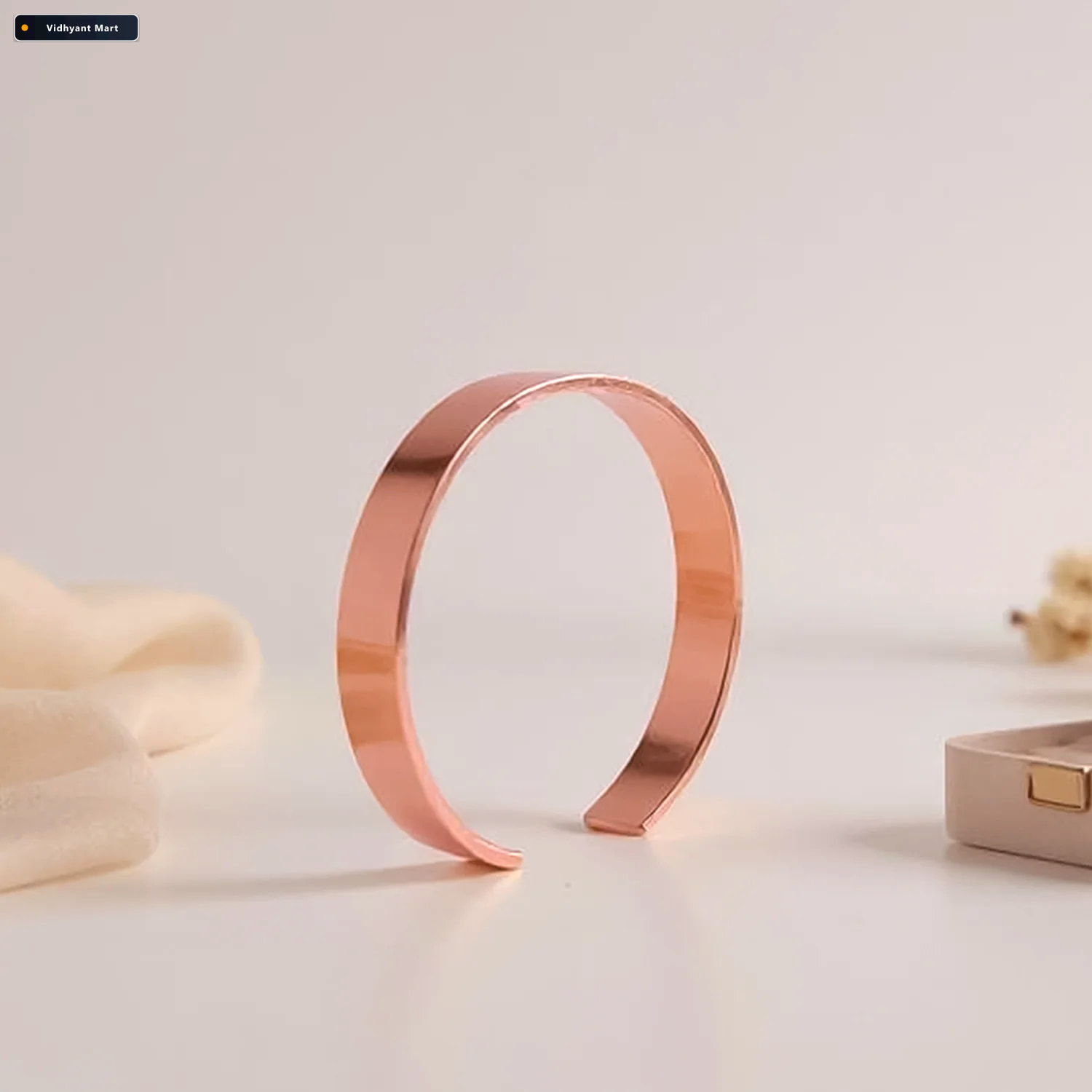 Vidhyant Mart Rose Gold Open Cuff Bracelet Adjustable Minimalist 2