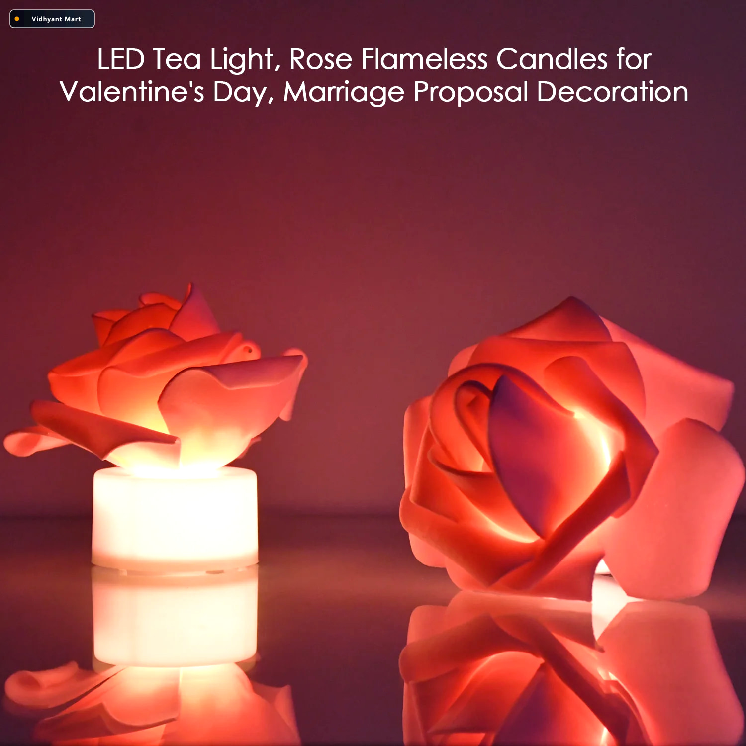 Vidhyant Mart Rose Led Flickering Tealight Candles Romantic Flam 2