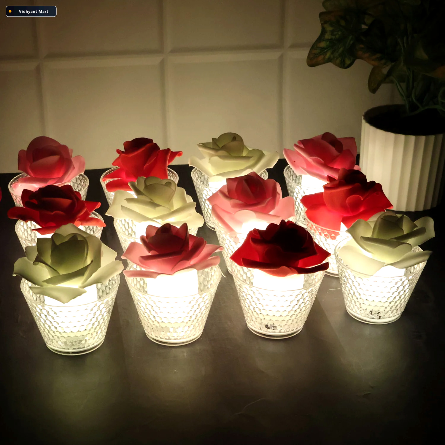 Vidhyant Mart Rose Shaped Flameless Led Candles Elegant Romantic 1