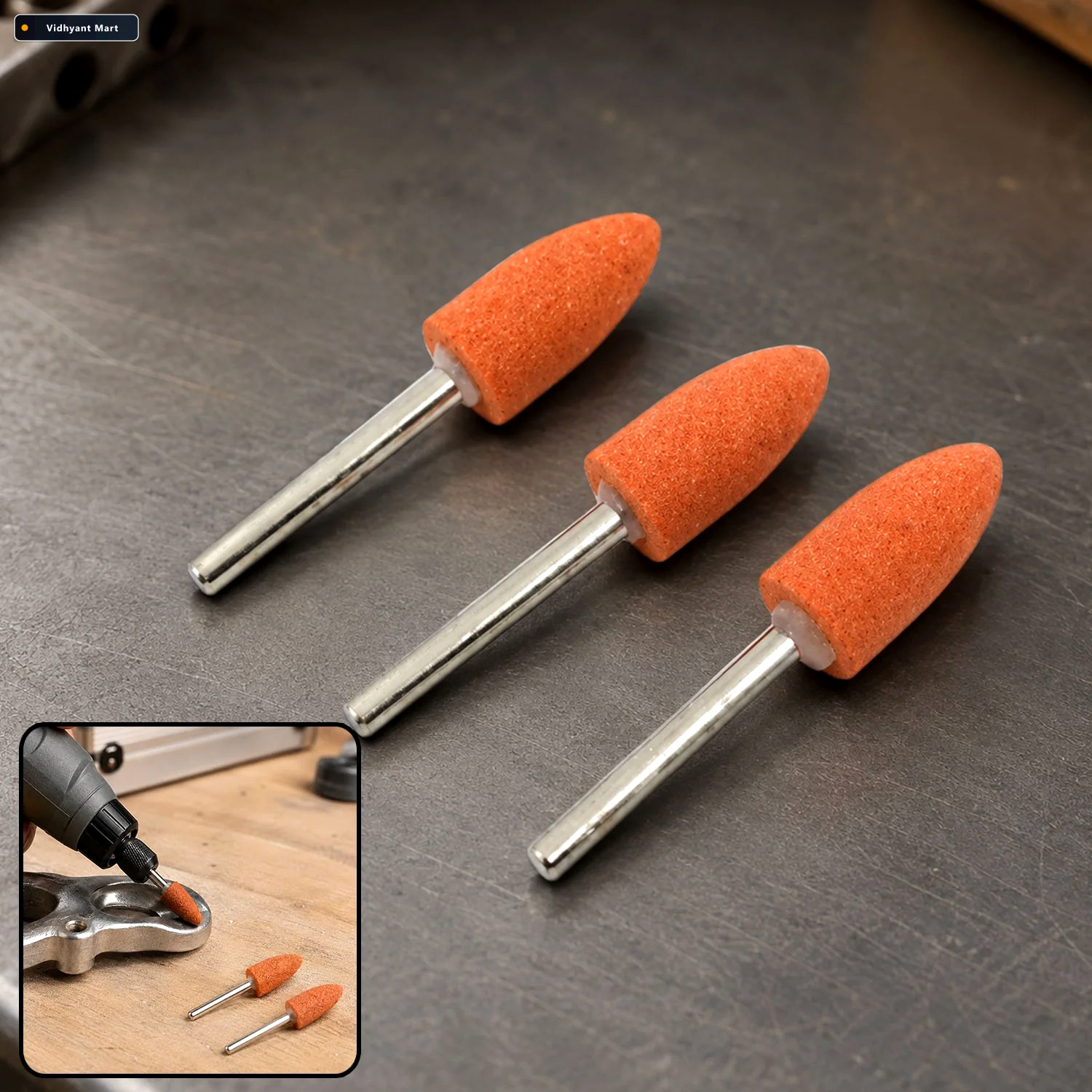 Vidhyant Mart Rotary Grinding Stone Set 3 Pcs Polishing Bits Too 1