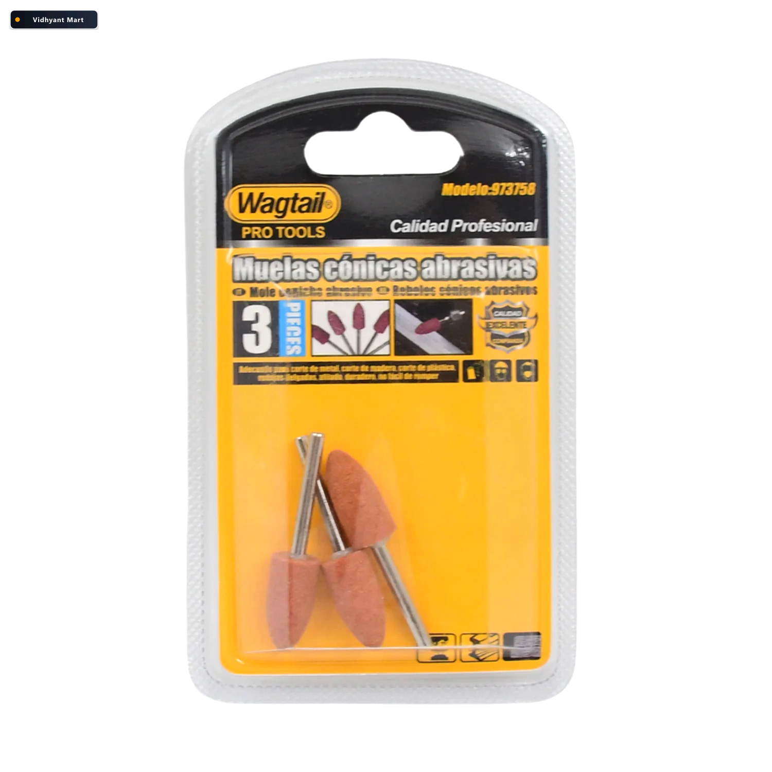 Vidhyant Mart Rotary Grinding Stone Set 3 Pcs Polishing Bits Too 4