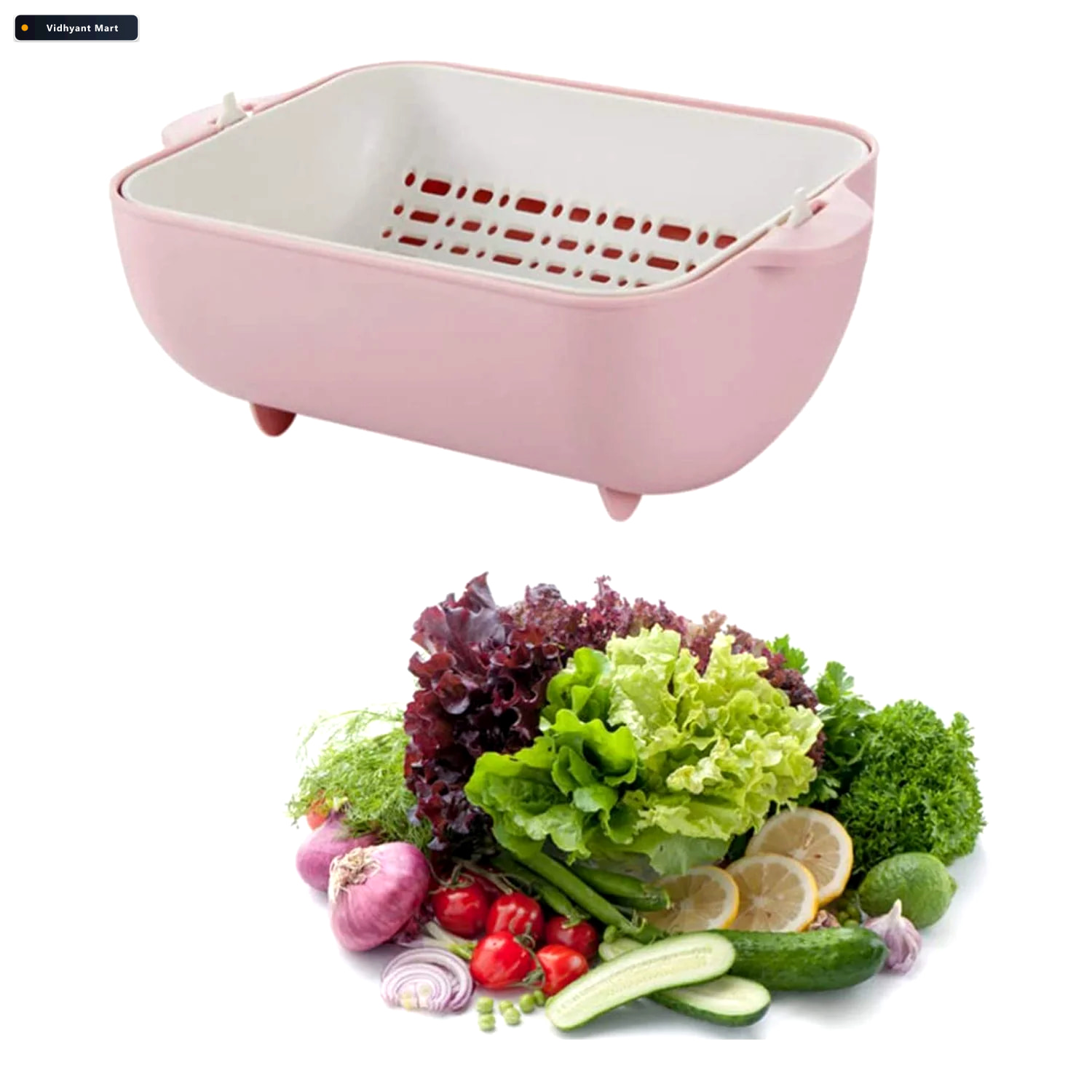 Vidhyant Mart Rotatable Strainer Basket Bpa Free Double Layer Va 4