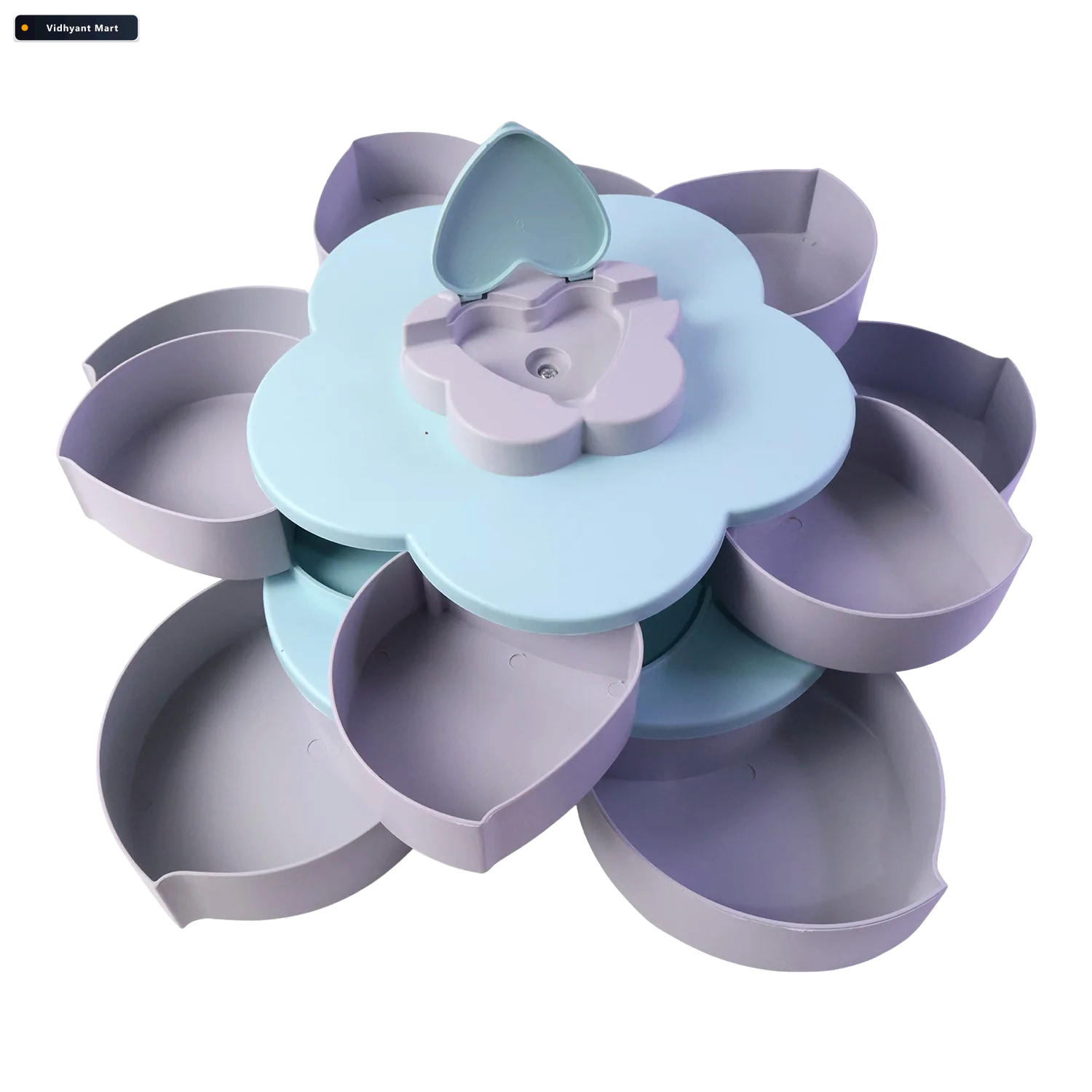 Vidhyant Mart Rotating Candy Dish Flower Shape Multi Section Sna 4
