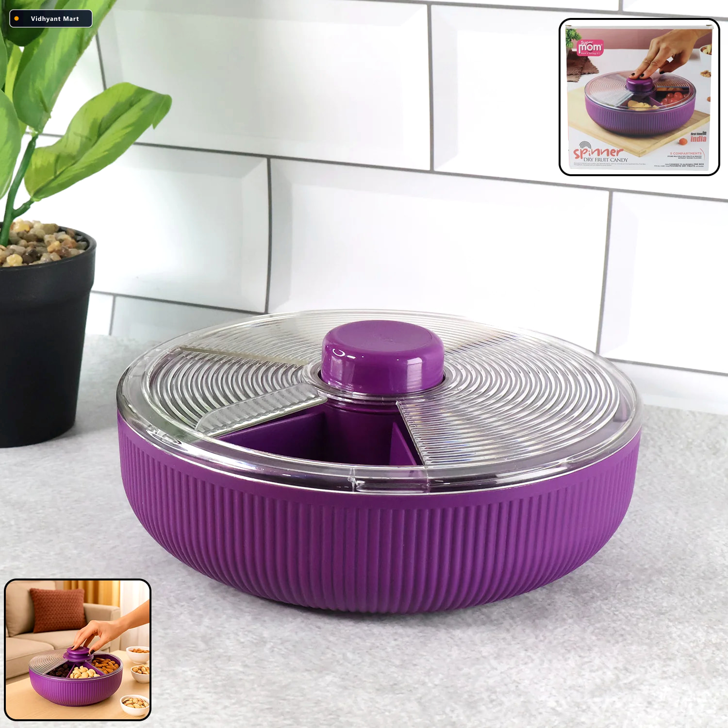 Vidhyant Mart Rotating Dry Fruit Storage Container Multipurpose 1