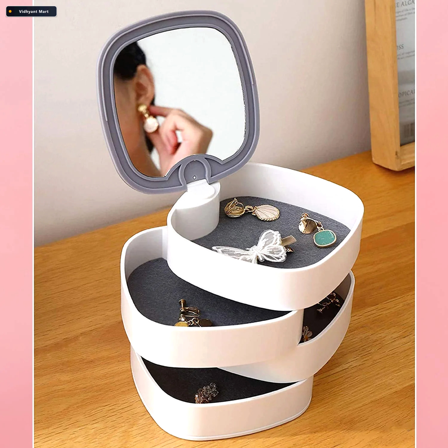 Vidhyant Mart Rotating Jewellery Box 4 Layer Multicolour Organiz 1