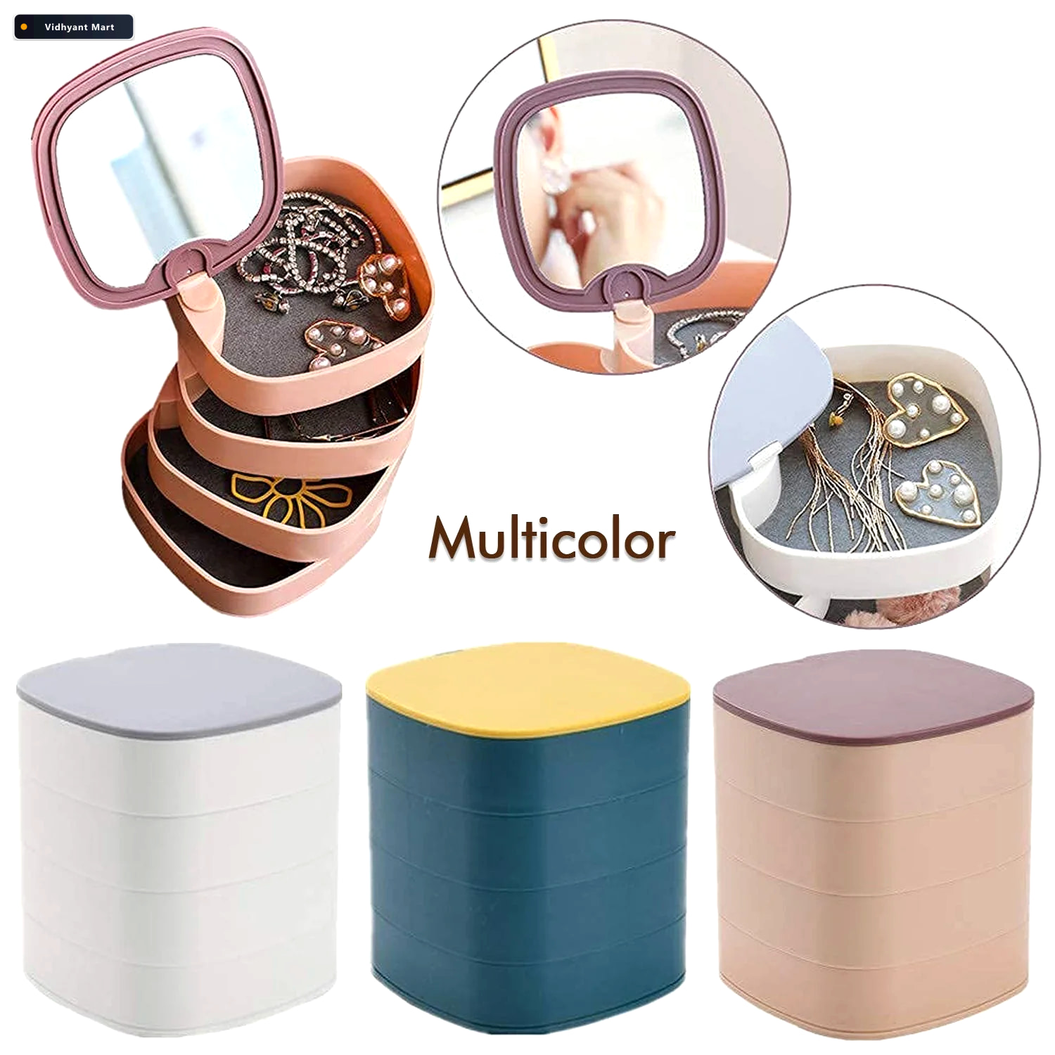 Vidhyant Mart Rotating Jewellery Box 4 Layer Multicolour Organiz 2