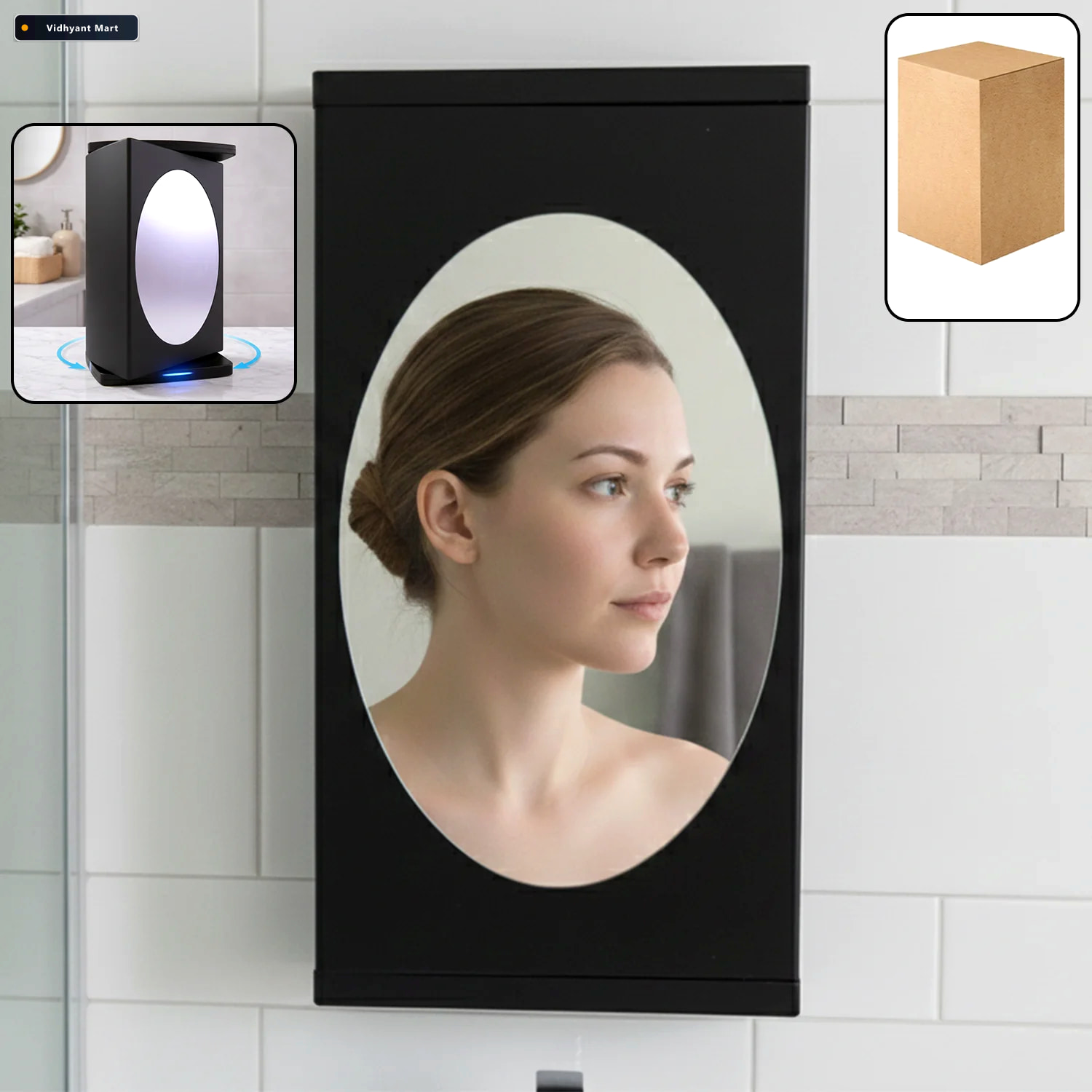 Vidhyant Mart Rotating Storage Cabinet With Mirror Space Saving 1