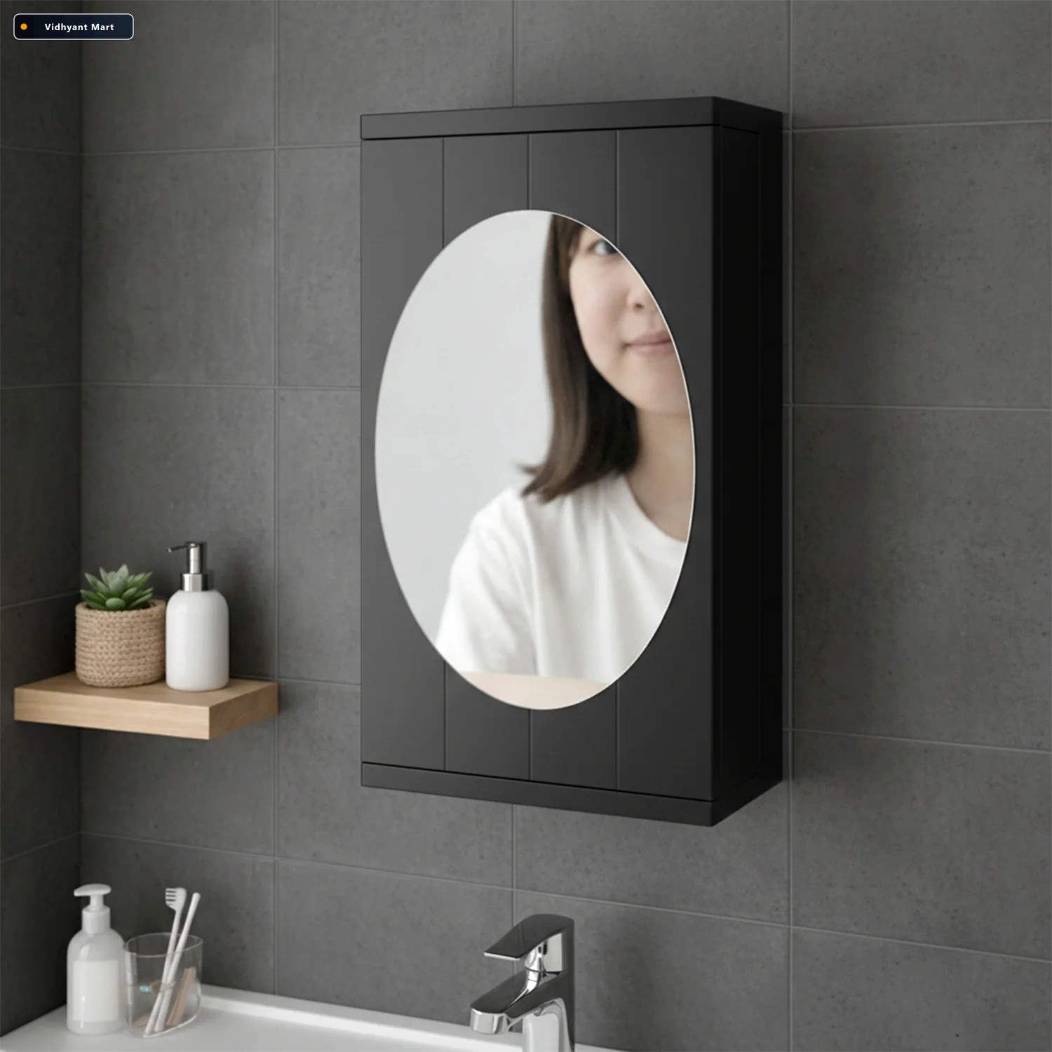 Vidhyant Mart Rotating Storage Cabinet With Mirror Space Saving 2