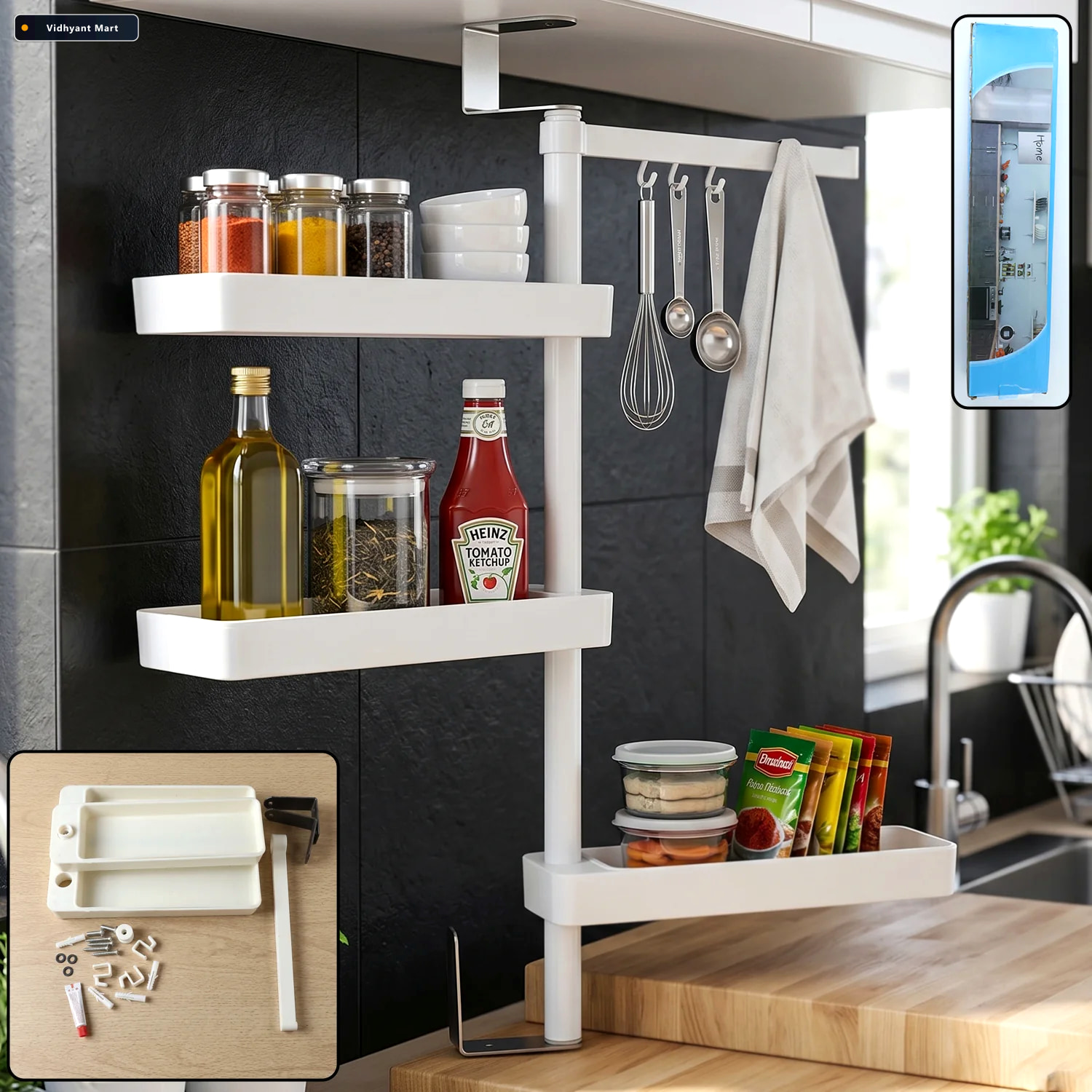 Vidhyant Mart Rotating Storage Rack 4 Tier Multipurpose Organize 1