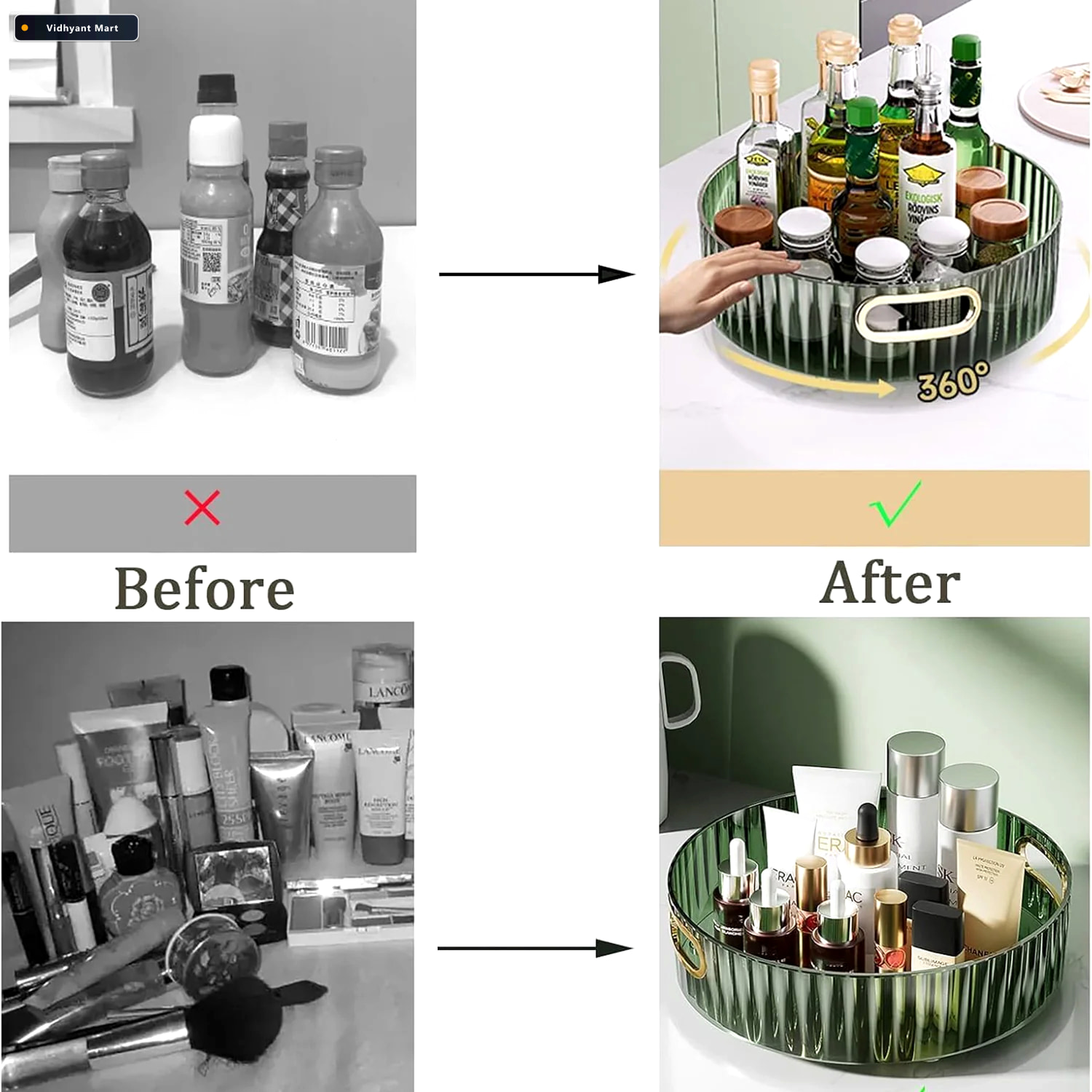 Vidhyant Mart Rotating Storage Rack Multipurpose Organizer With 2