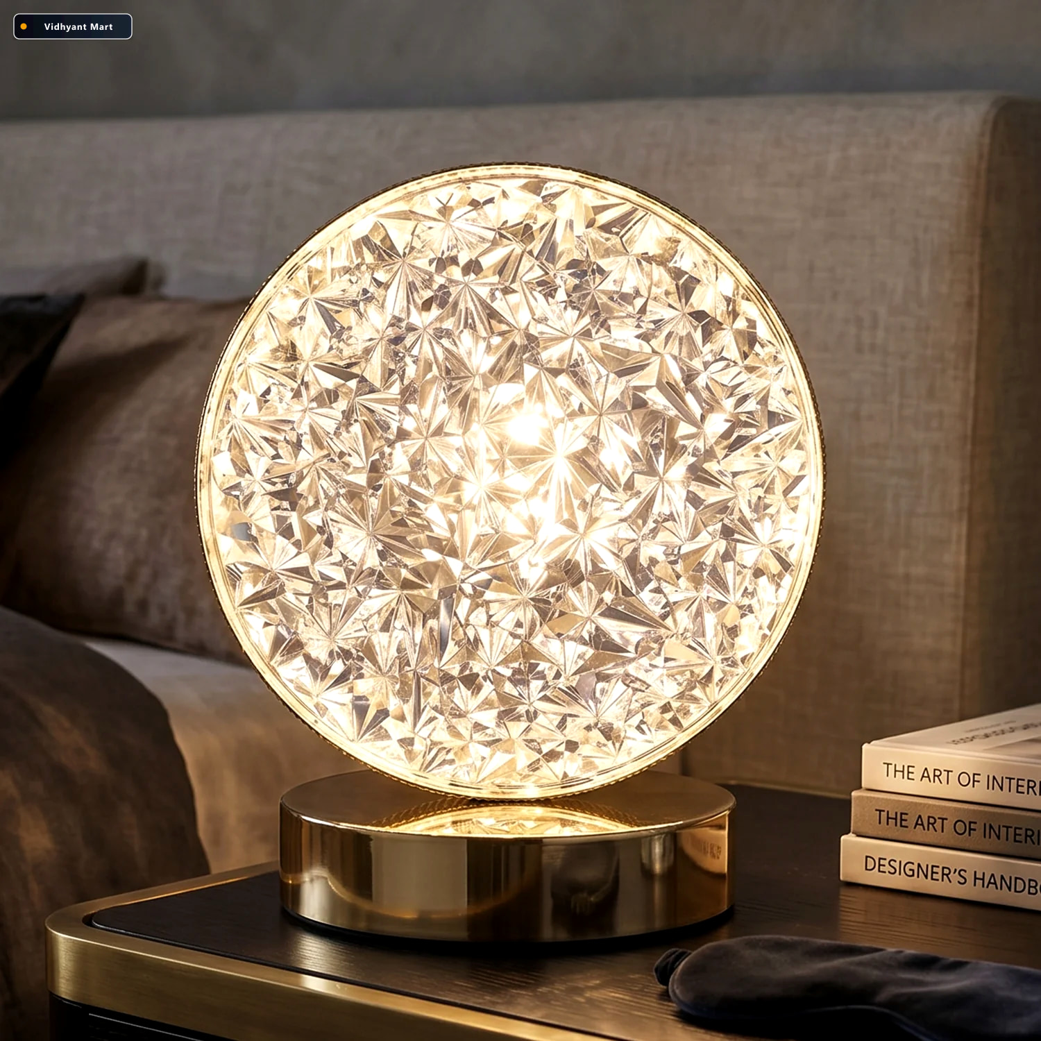 Vidhyant Mart Round Crystal Led Table Lamp Dimmable Touch Usb Re 3