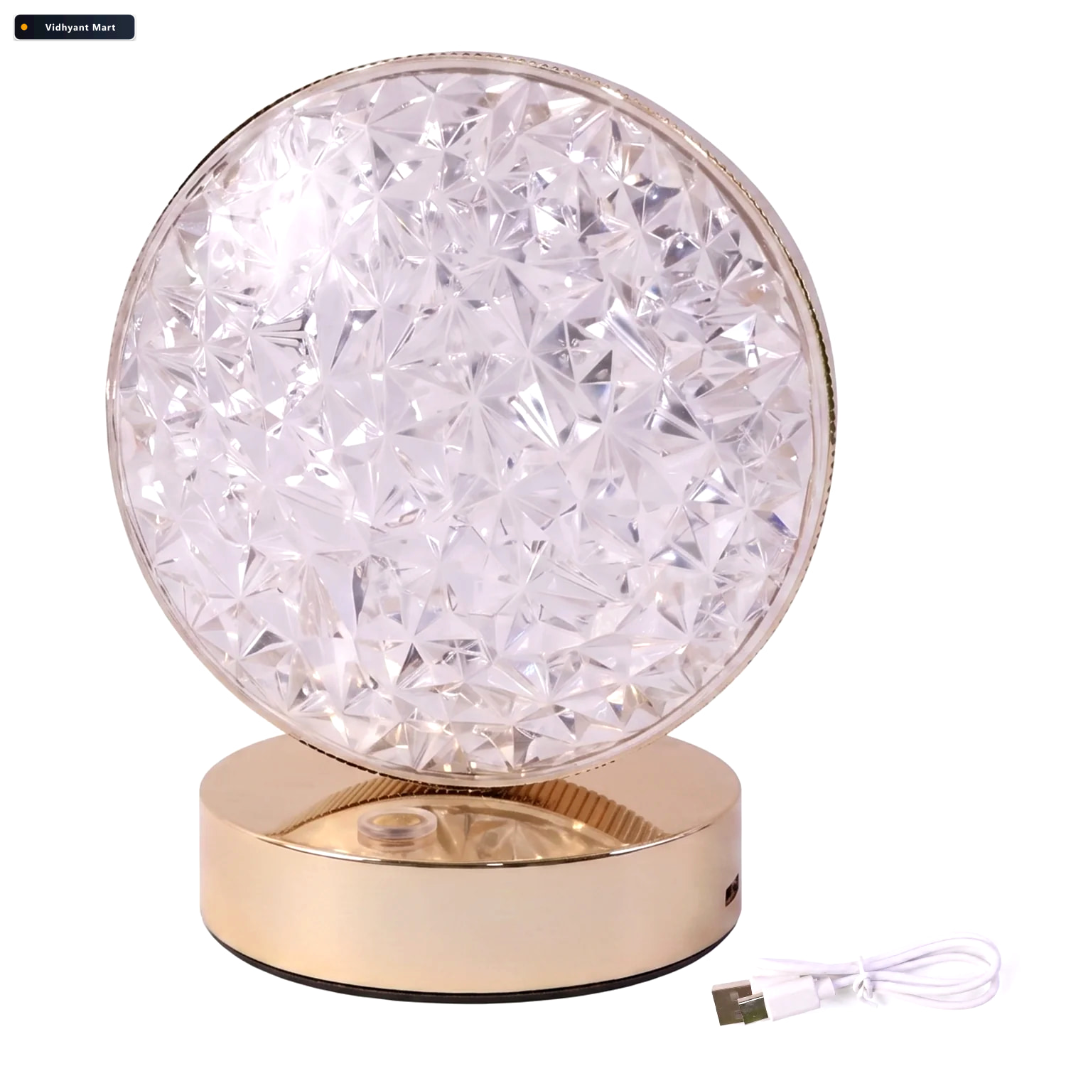 Vidhyant Mart Round Crystal Led Table Lamp Dimmable Touch Usb Re 4