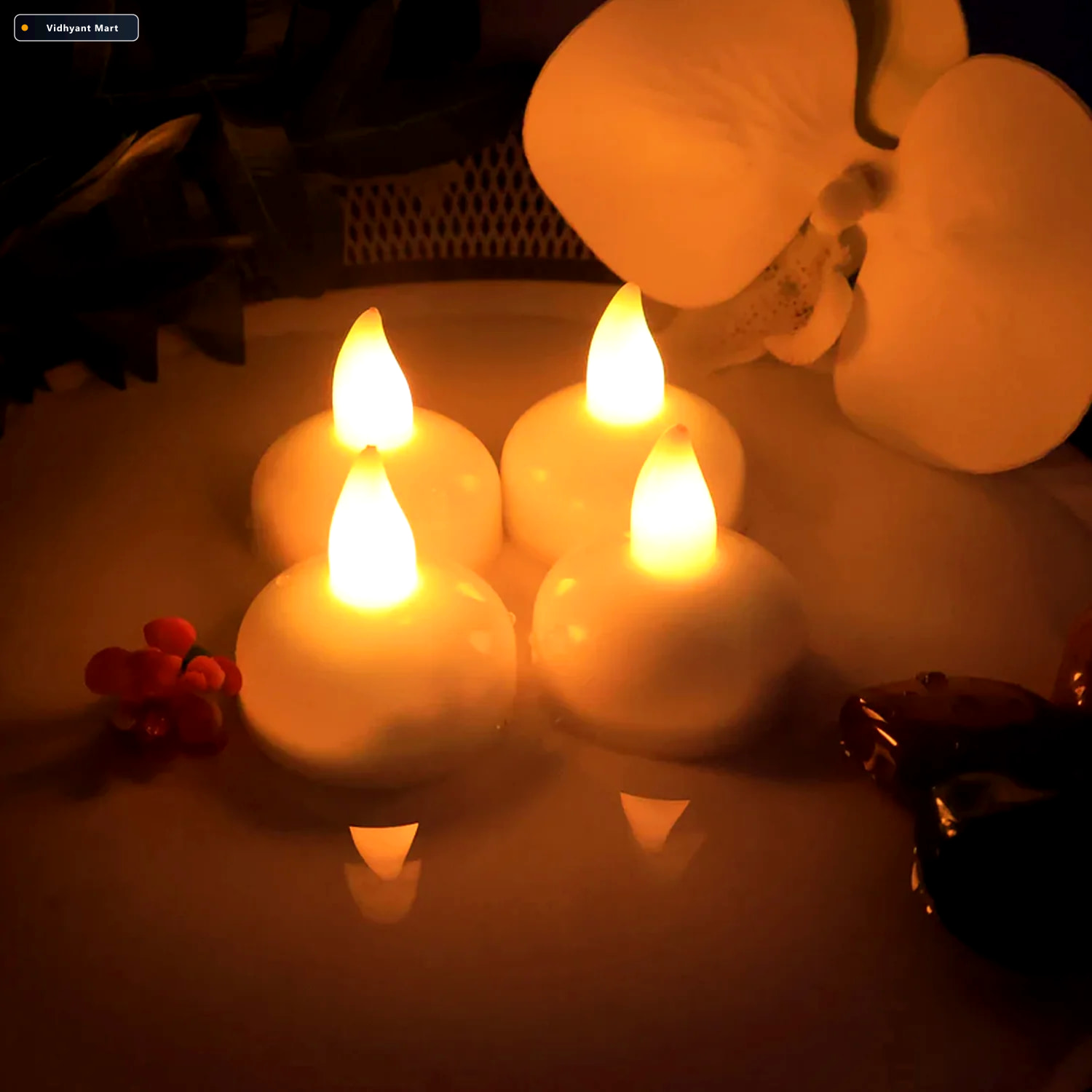 Vidhyant Mart Round Led Flameless Tealight Candles Safe Warm Glo 3