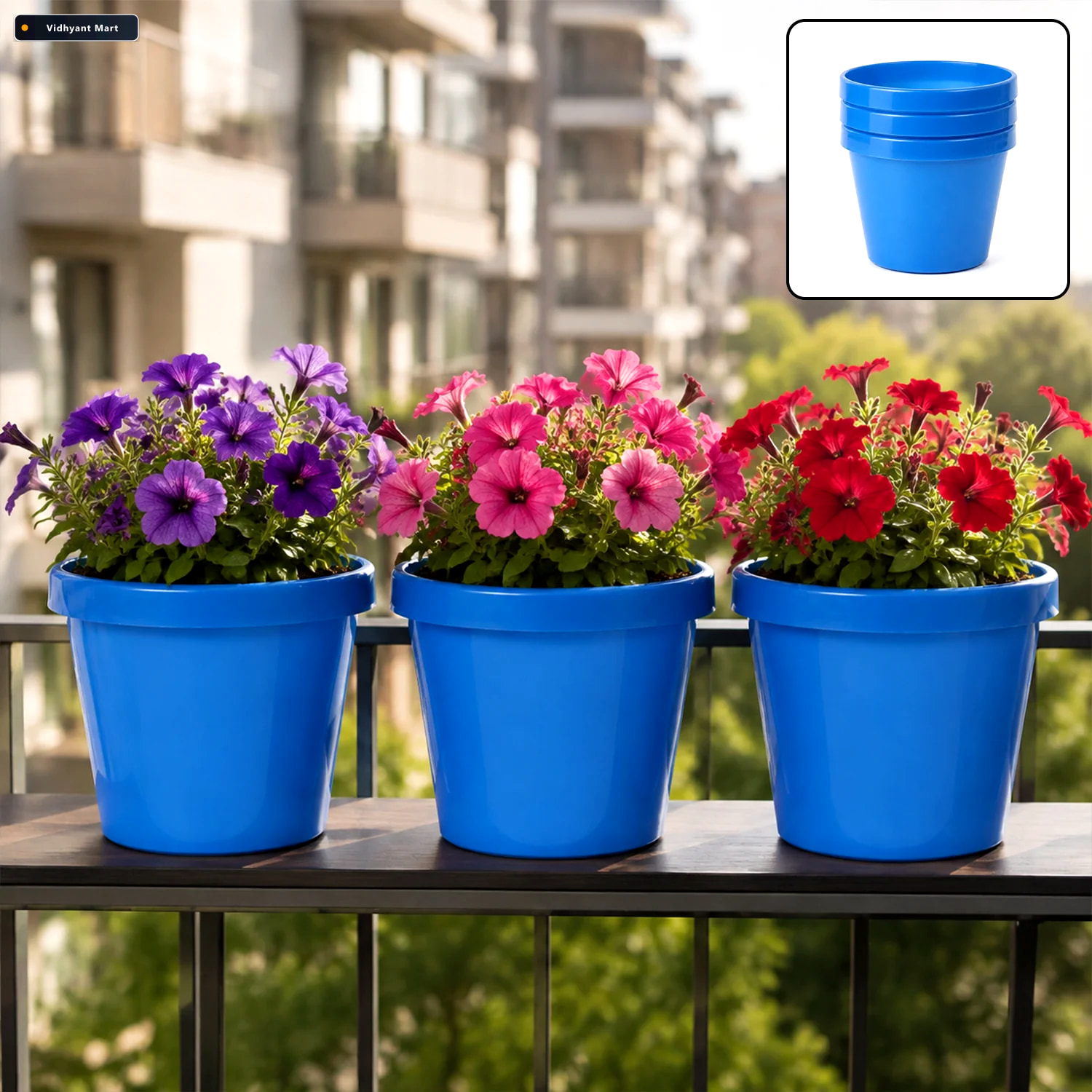 Vidhyant Mart Round Plastic Planter Pot Set For Indoor Outdoor P 1