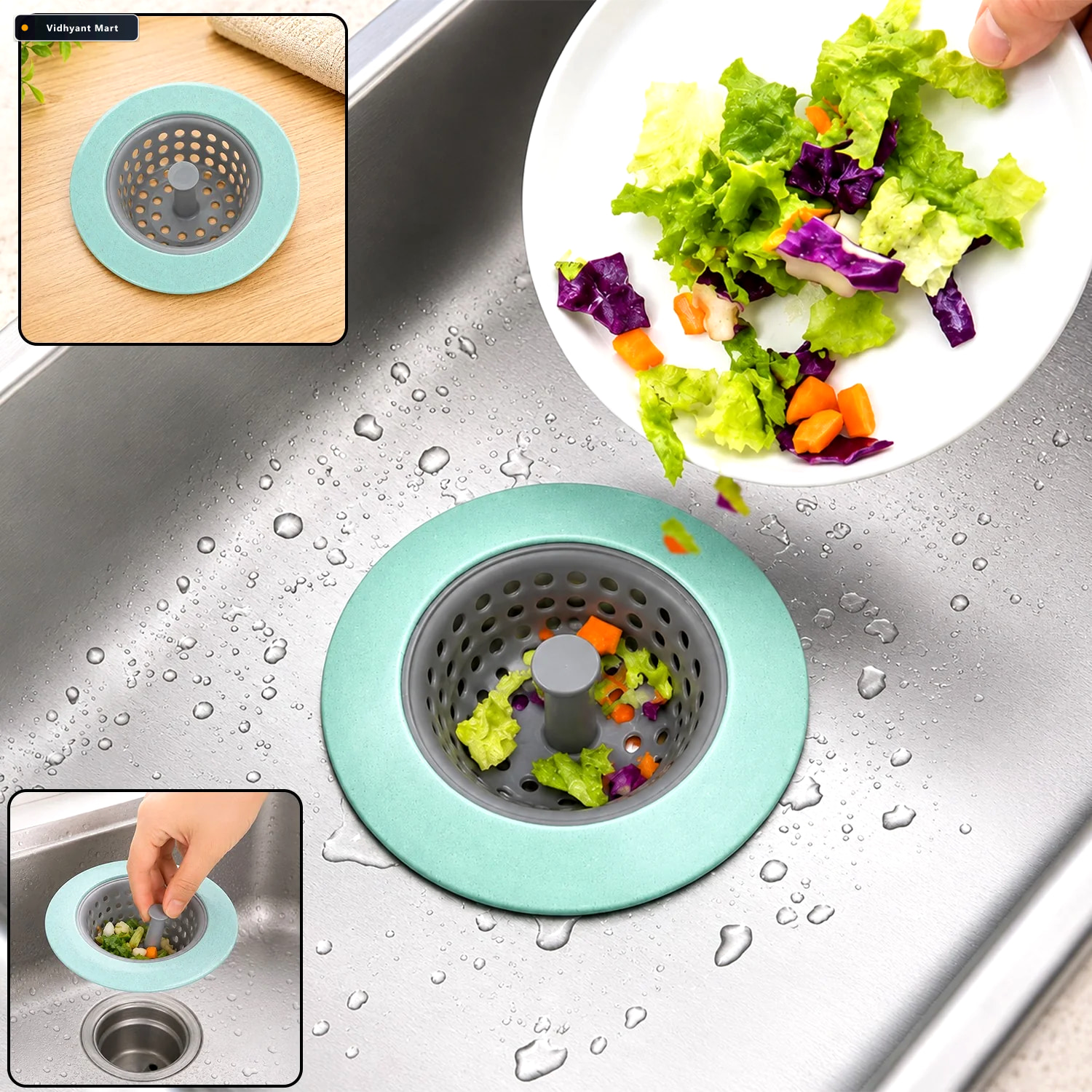 Vidhyant Mart Round Silicone Sink Strainer Catches Food Waste Ea 1