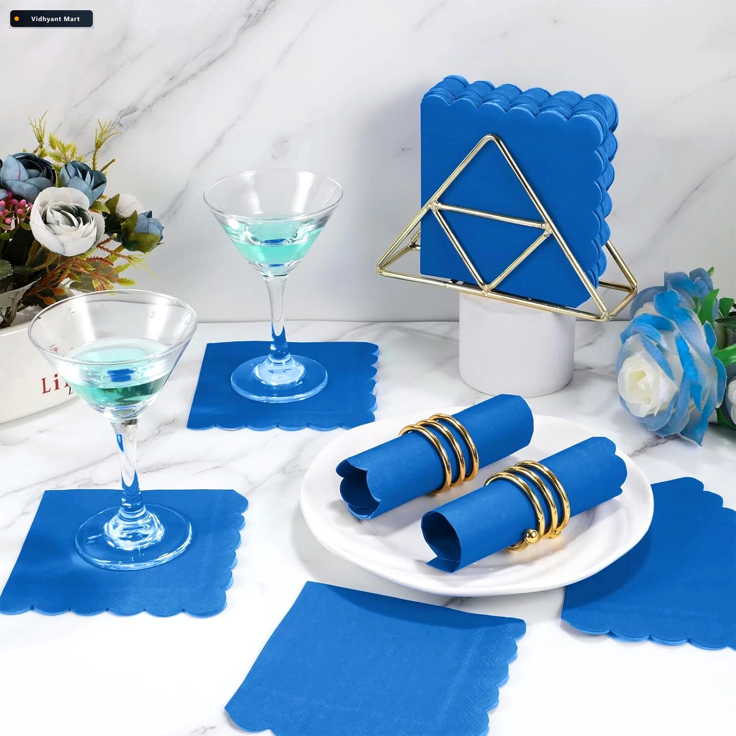 Vidhyant Mart Royal Scalloped Paper Napkins Soft 120 Pc Disposab 2