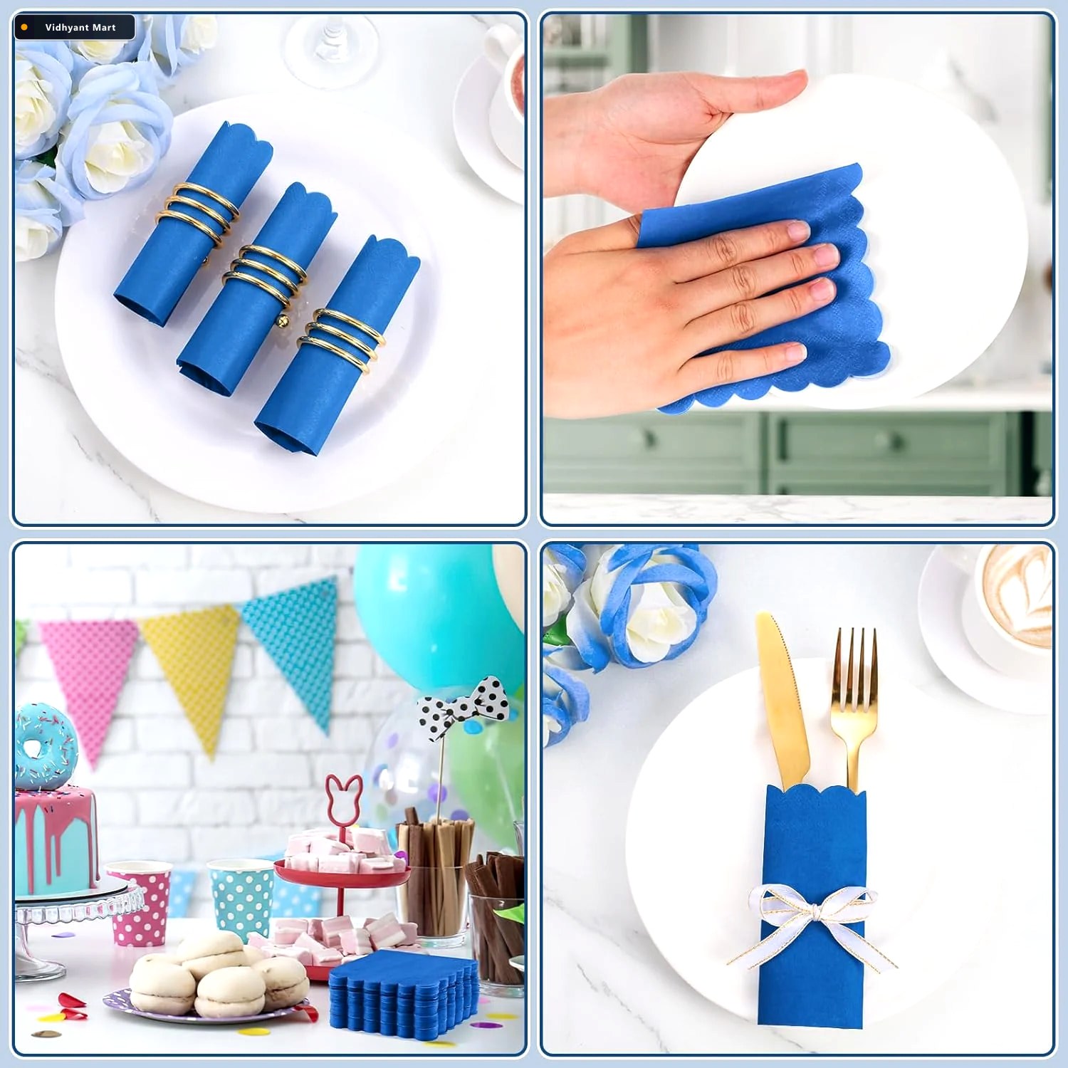 Vidhyant Mart Royal Scalloped Paper Napkins Soft 120 Pc Disposab 4
