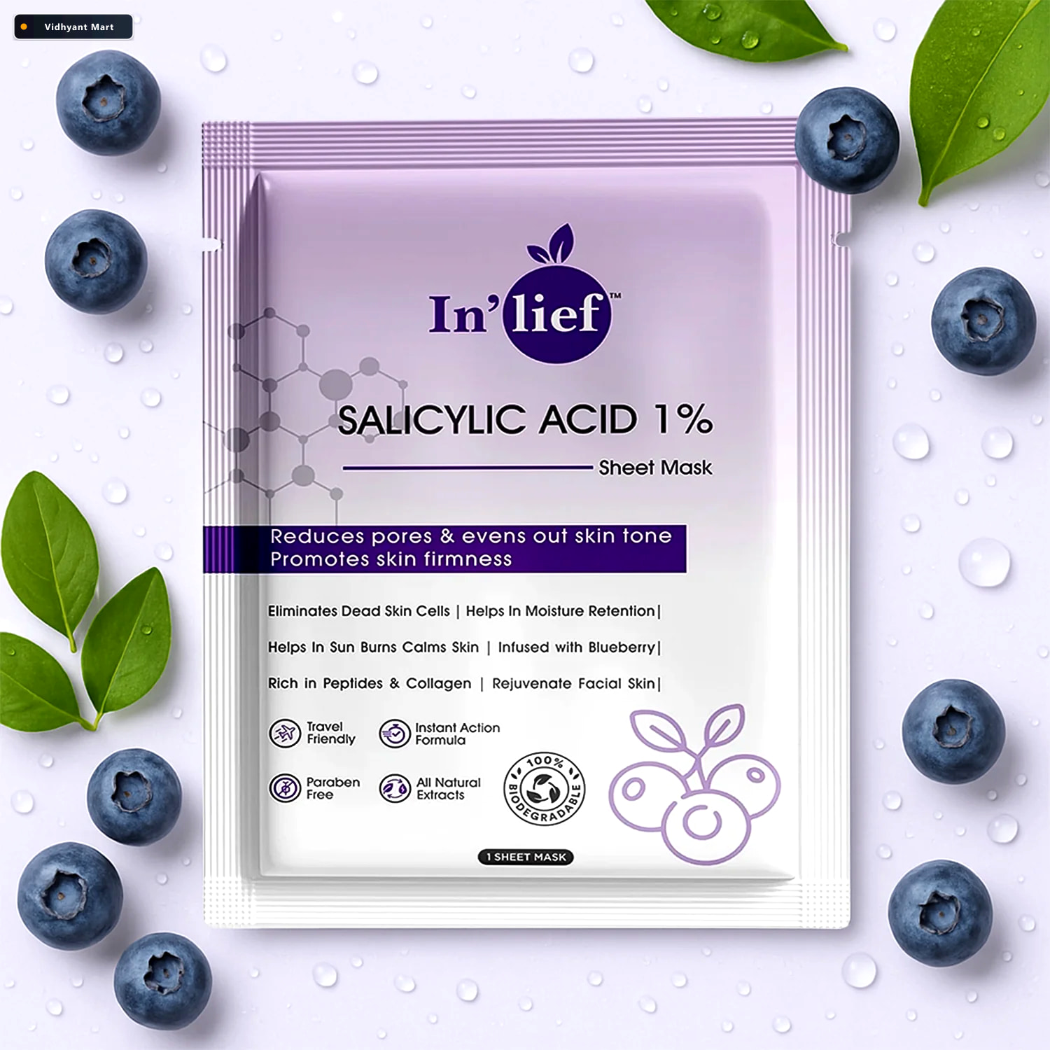 Vidhyant Mart Salicylic Acid 1 Sheet Mask Clarifies Refines Pore 1