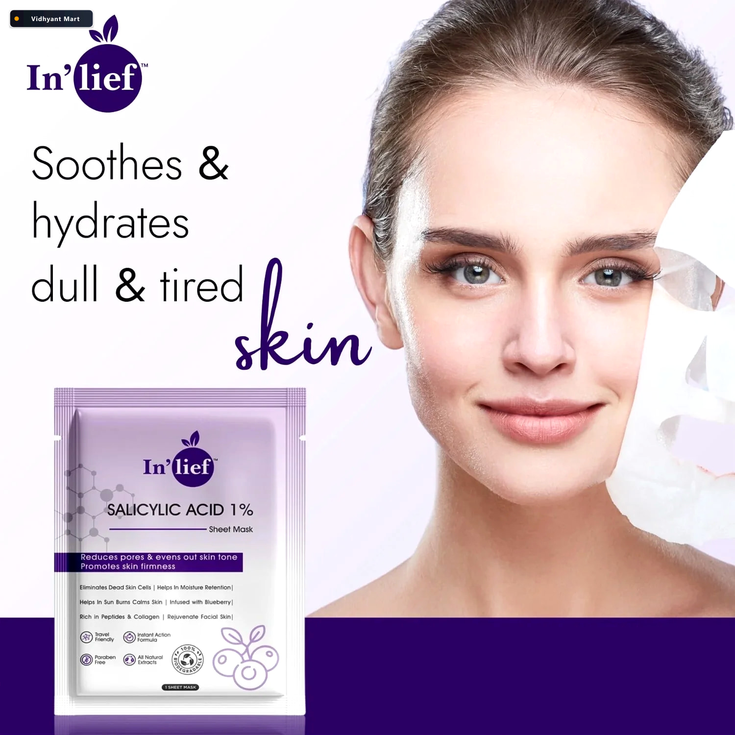 Vidhyant Mart Salicylic Acid 1 Sheet Mask Clarifies Refines Pore 2