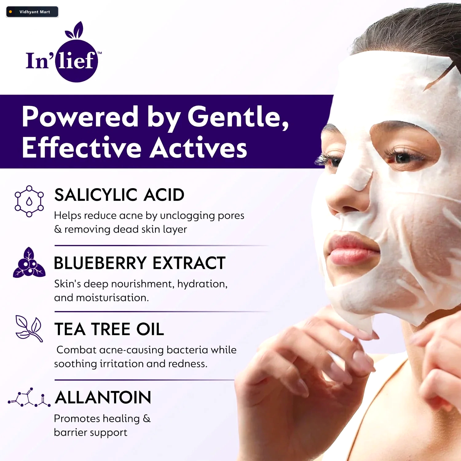 Vidhyant Mart Salicylic Acid 1 Sheet Mask Clarifies Refines Pore 3