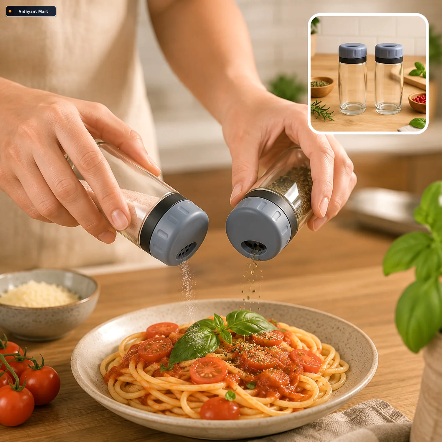 Vidhyant Mart Salt And Pepper Shaker Set Transparent Acrylic Dur 1