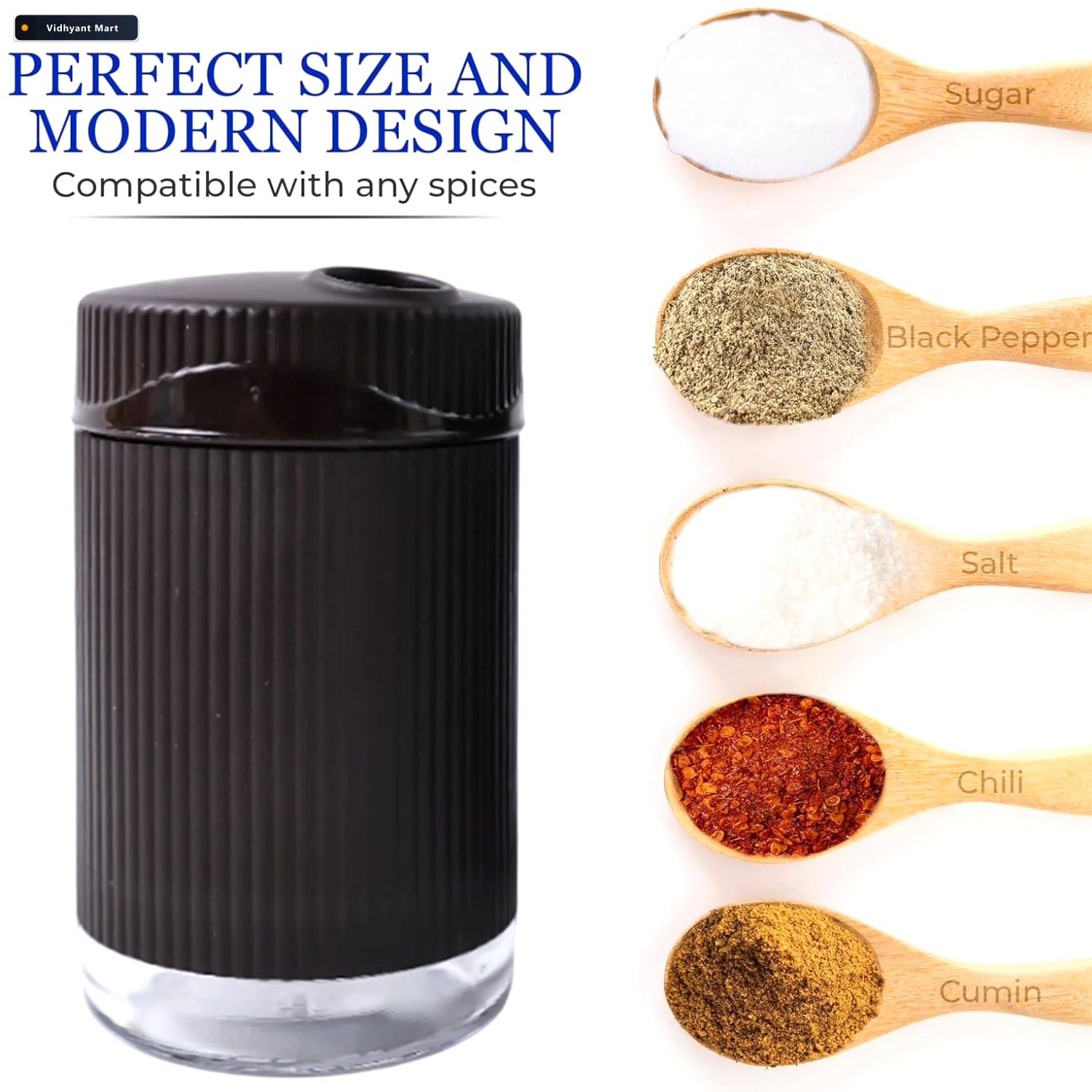 Vidhyant Mart Salt Pepper Dispenser Set Unbreakable Easy Control 2