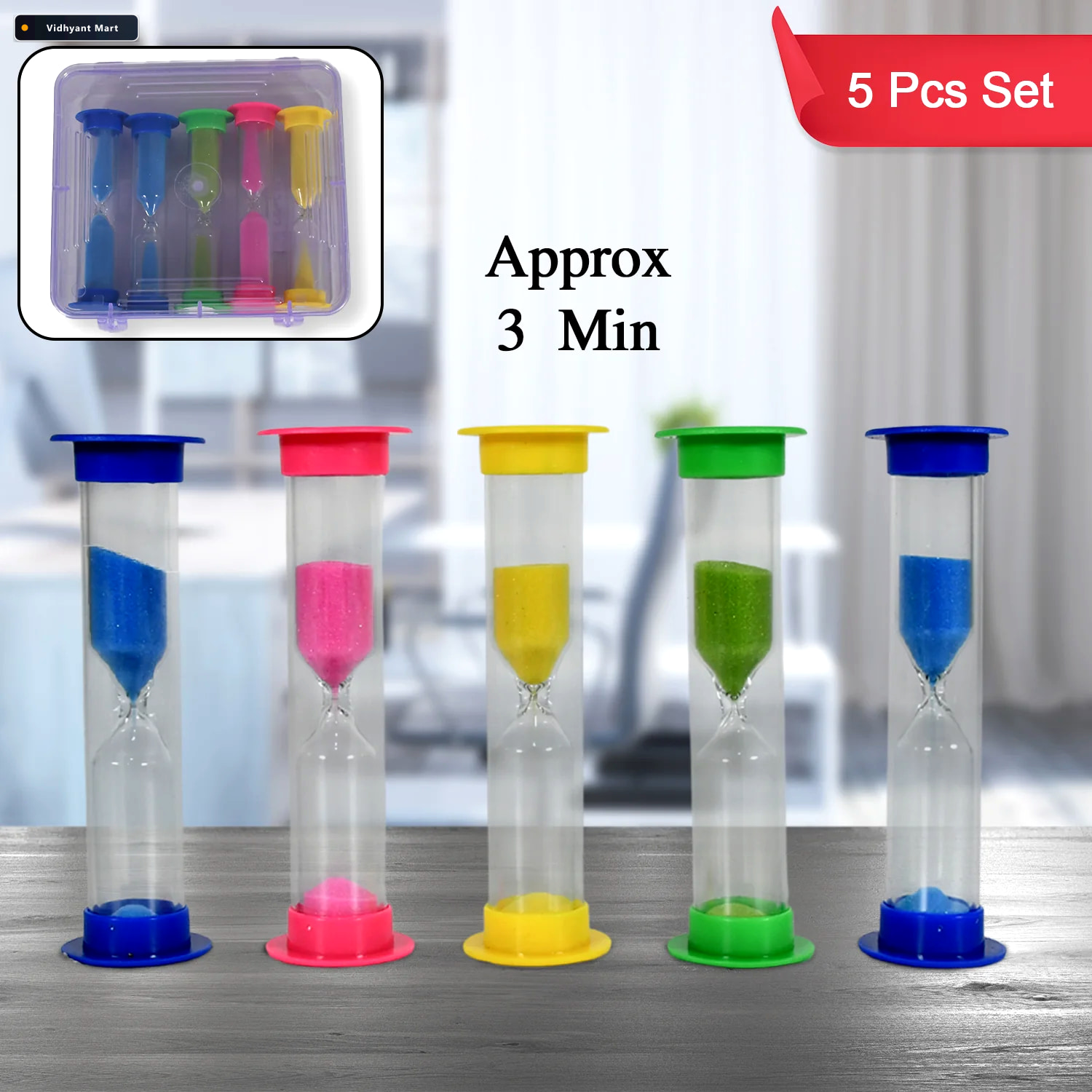 Vidhyant Mart Sand Timer 3 Minute Plastic Hourglass Set Inventiv 2