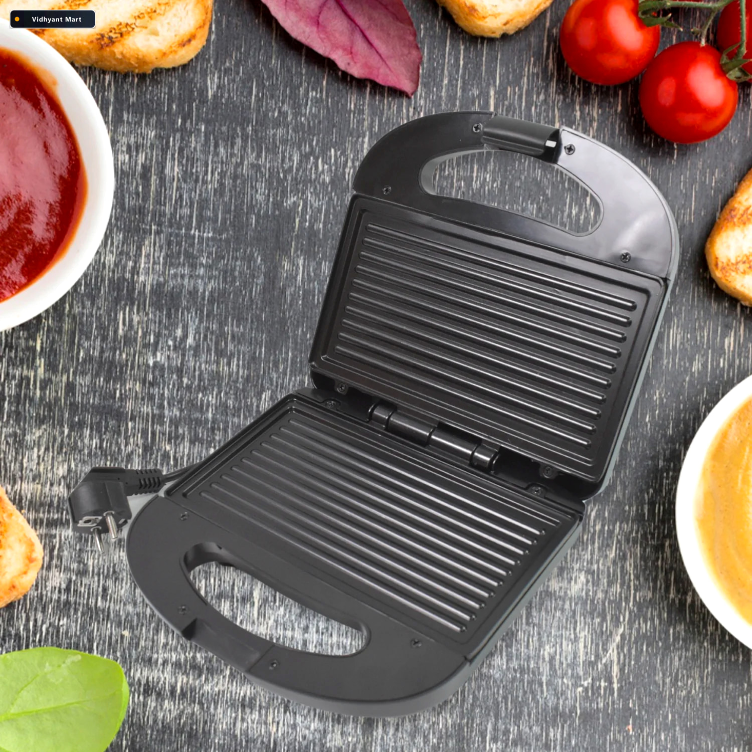 Vidhyant Mart Sandwich Maker Non Stick Plates Easy Use Indicator 3