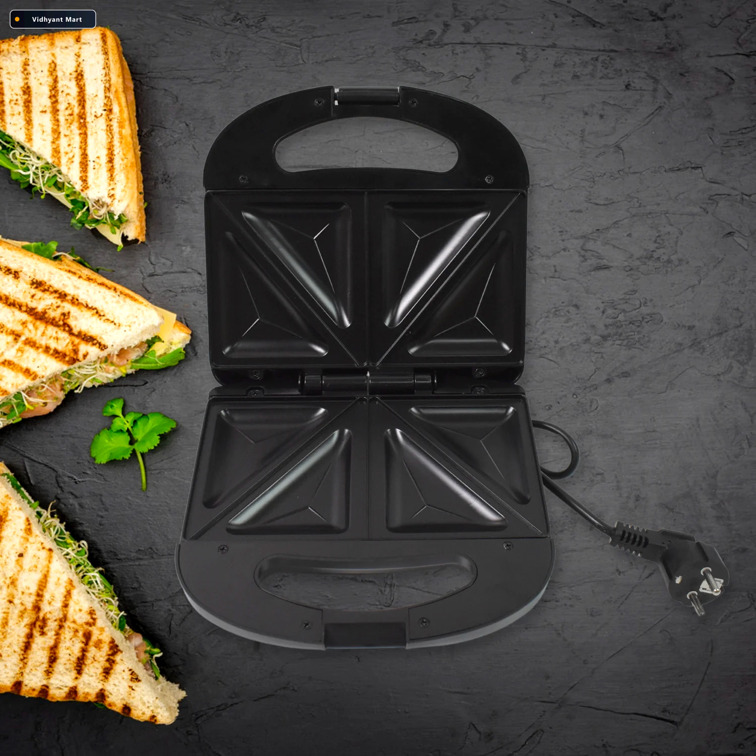 Vidhyant Mart Sandwich Maker Non Stick Plates Easy Use With Indi 3