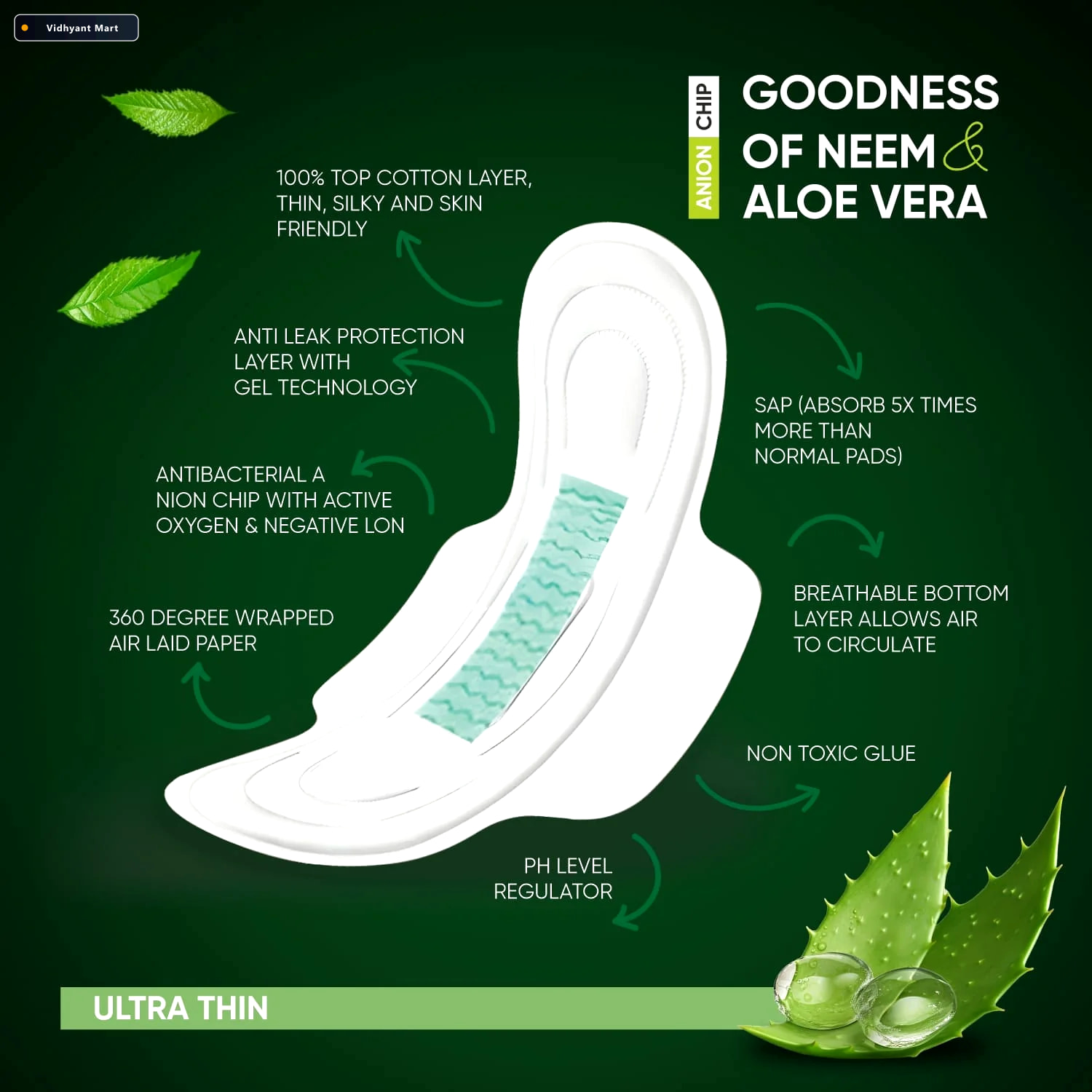 Vidhyant Mart Sanitary Pads With Neem Aloe Vera Ultra Thin Beaut 2
