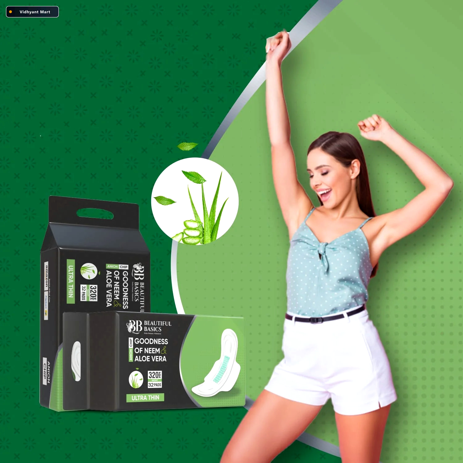 Vidhyant Mart Sanitary Pads With Neem Aloe Vera Ultra Thin Beaut 3