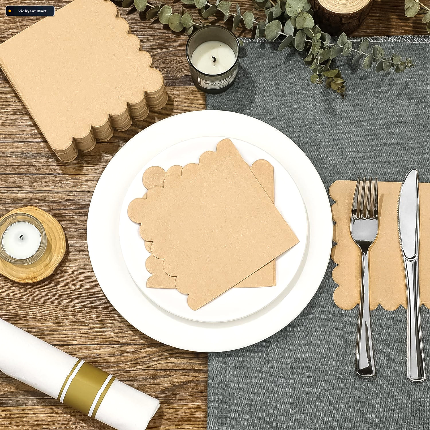Vidhyant Mart Scalloped Edge Tissue Napkins Elegant 120 Pc 2 Ply 1