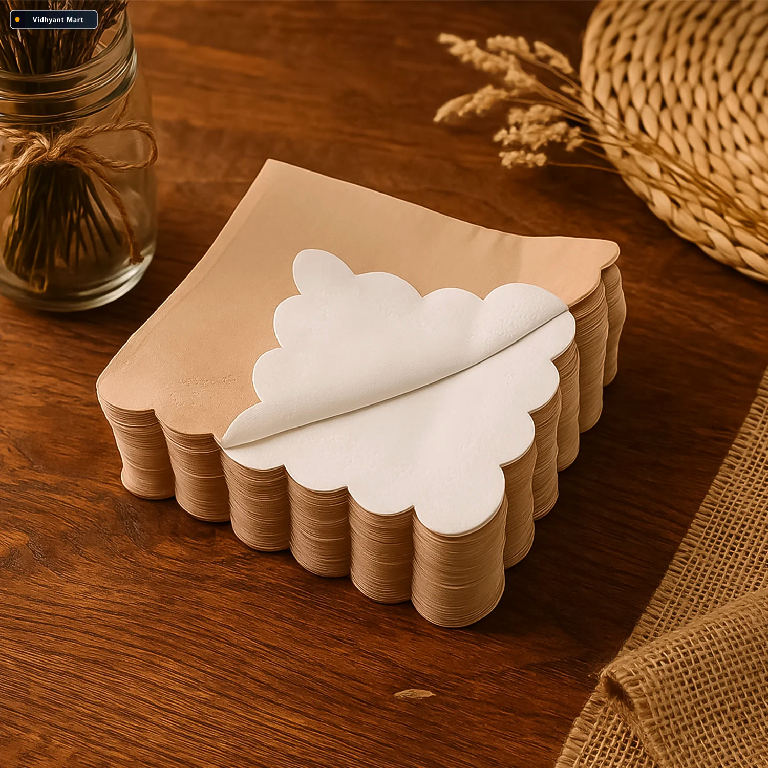 Vidhyant Mart Scalloped Edge Tissue Napkins Elegant 120 Pc 2 Ply 2