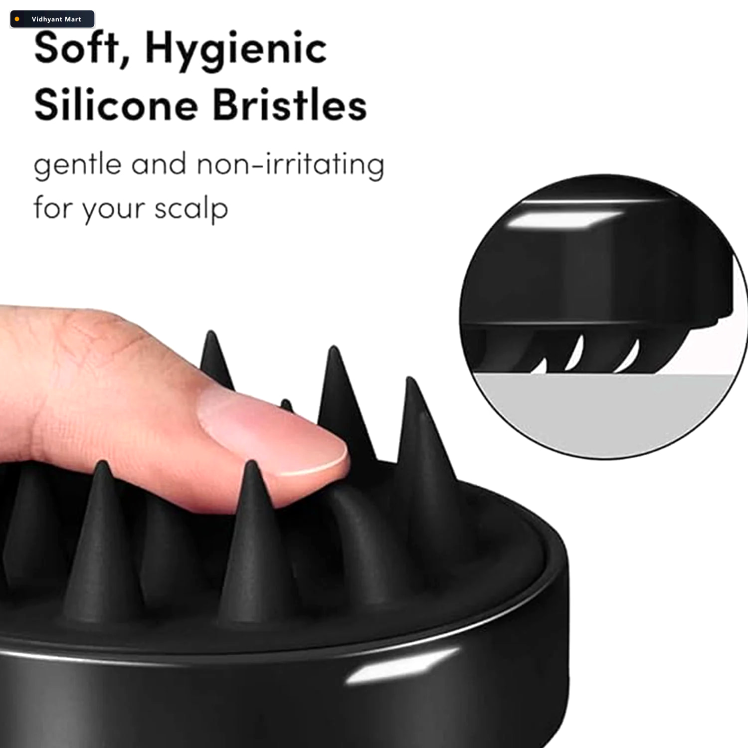 Vidhyant Mart Scalp Massager Shampoo Brush Soft Silicone Bristle 3