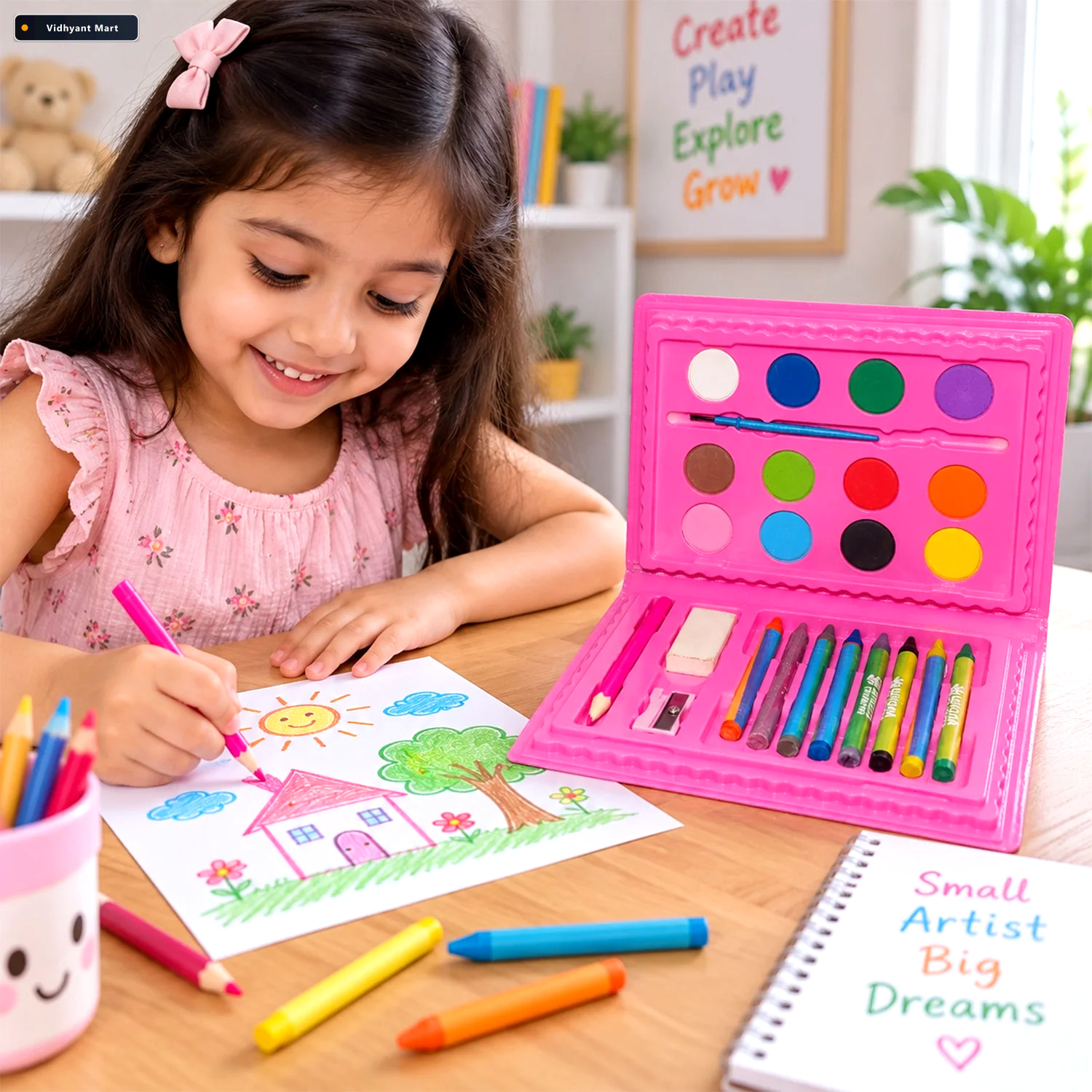 Vidhyant Mart School Colour Box For Kids With Crayons Watercolou 1