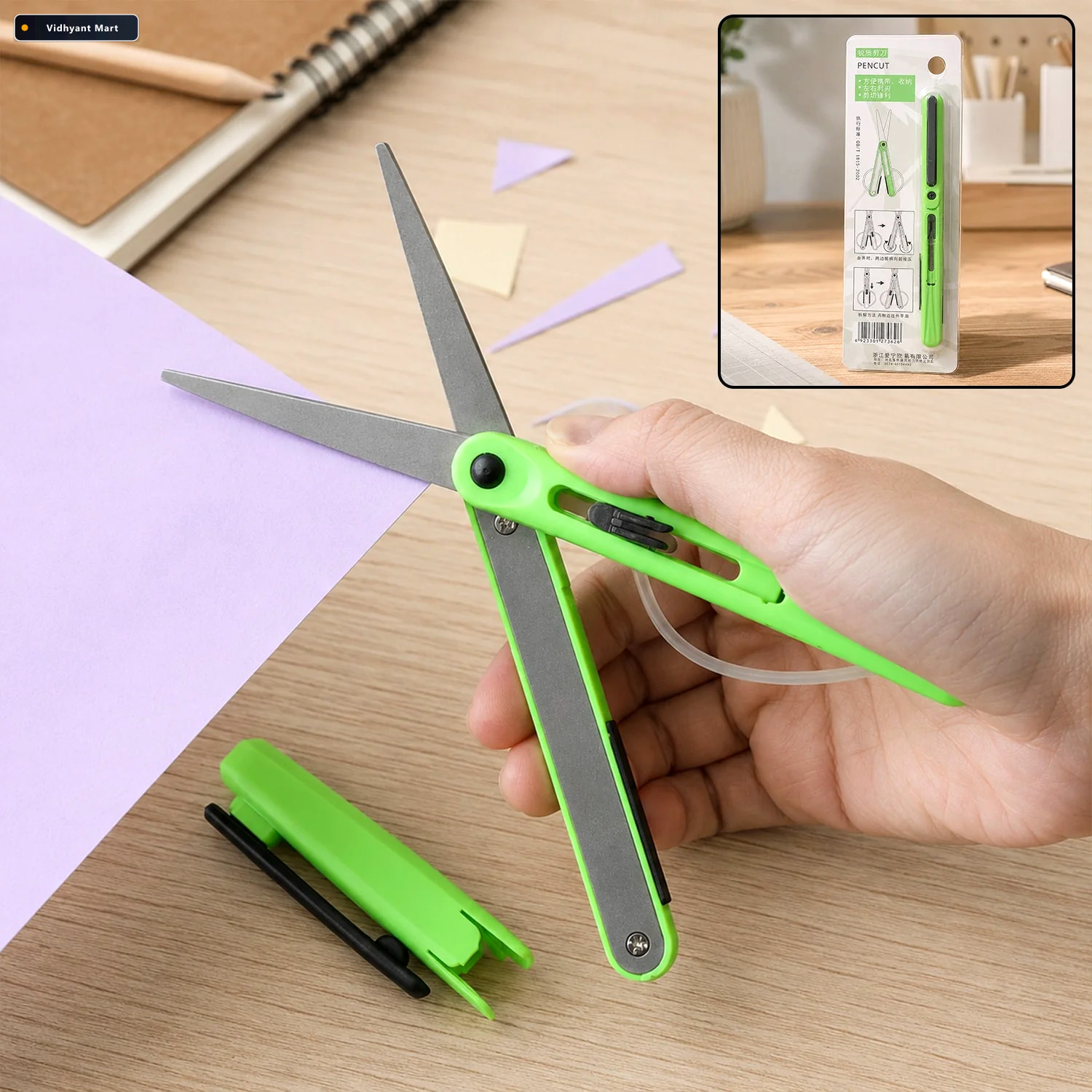 Vidhyant Mart School Craft Scissors Pen Shape Portable Safety Cu 1
