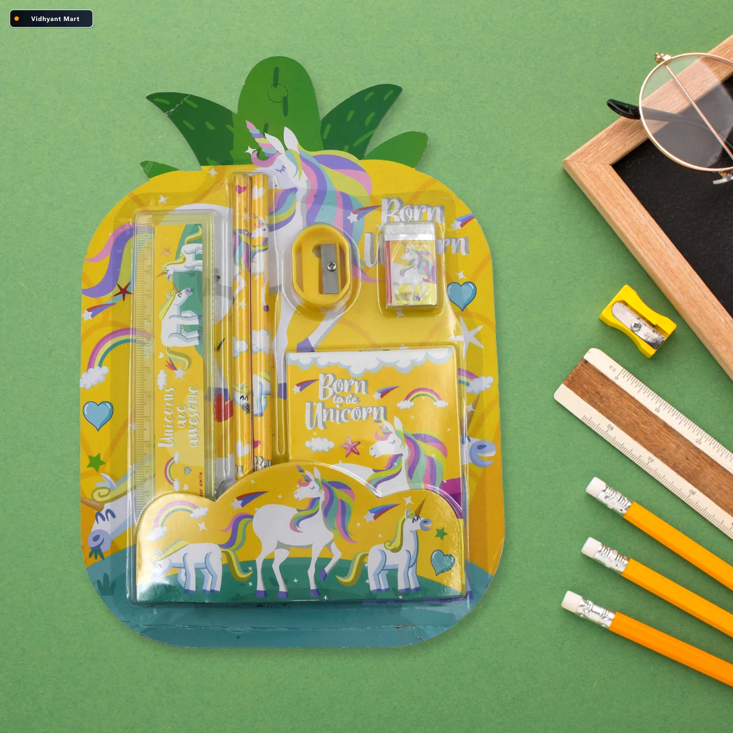 Vidhyant Mart School Stationery Set 6 Pc Kit For Kids Office Vol 4