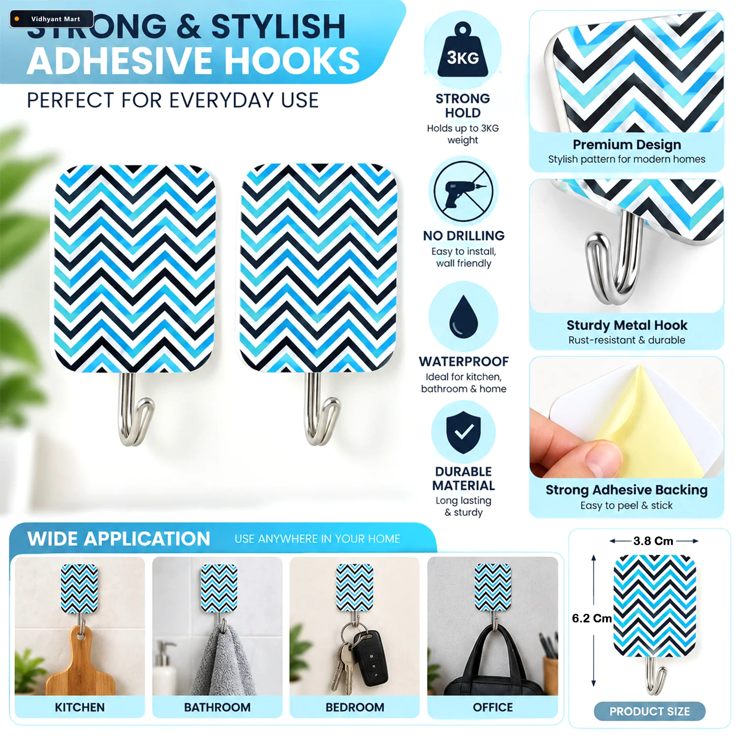 Vidhyant Mart Self Adhesive Cartoon Wall Hooks For Home Doors An 2