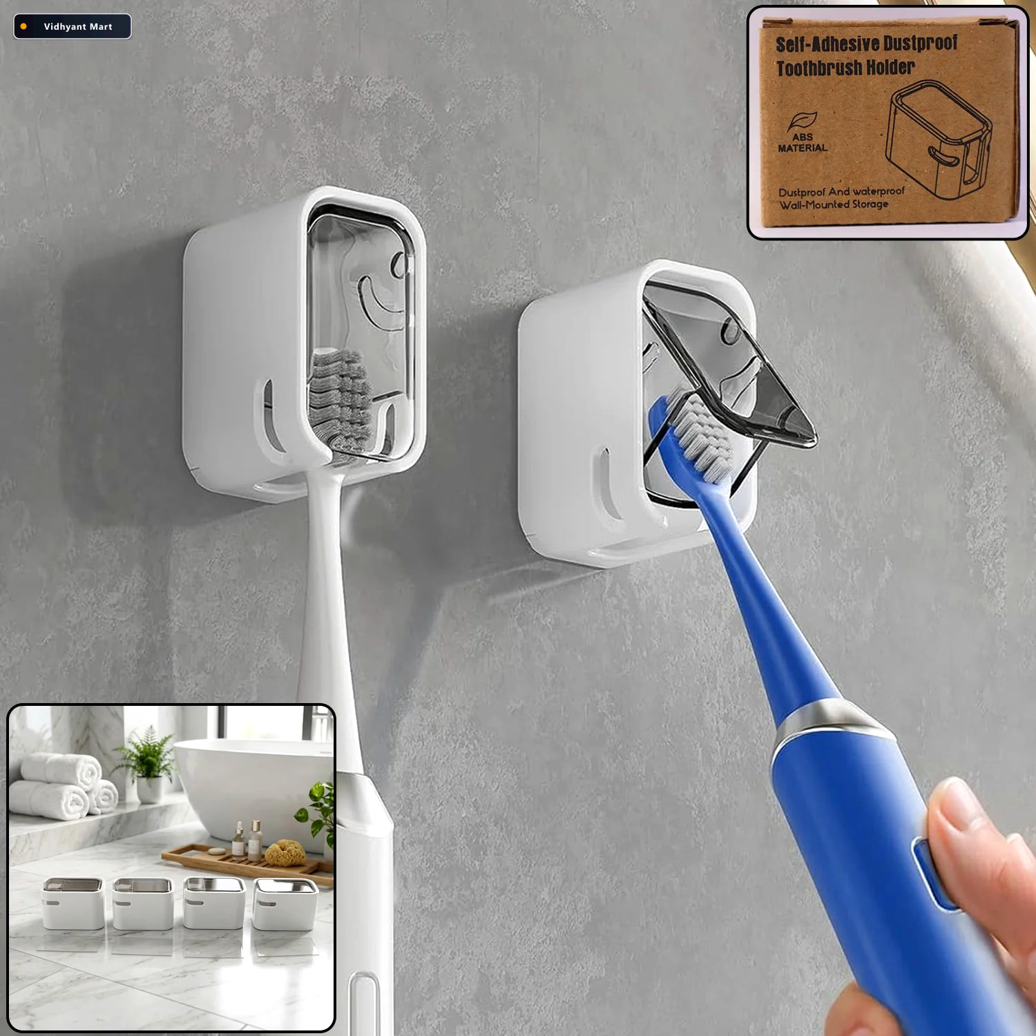 Vidhyant Mart Self Adhesive Dustproof Toothbrush Holder Space Sa 1