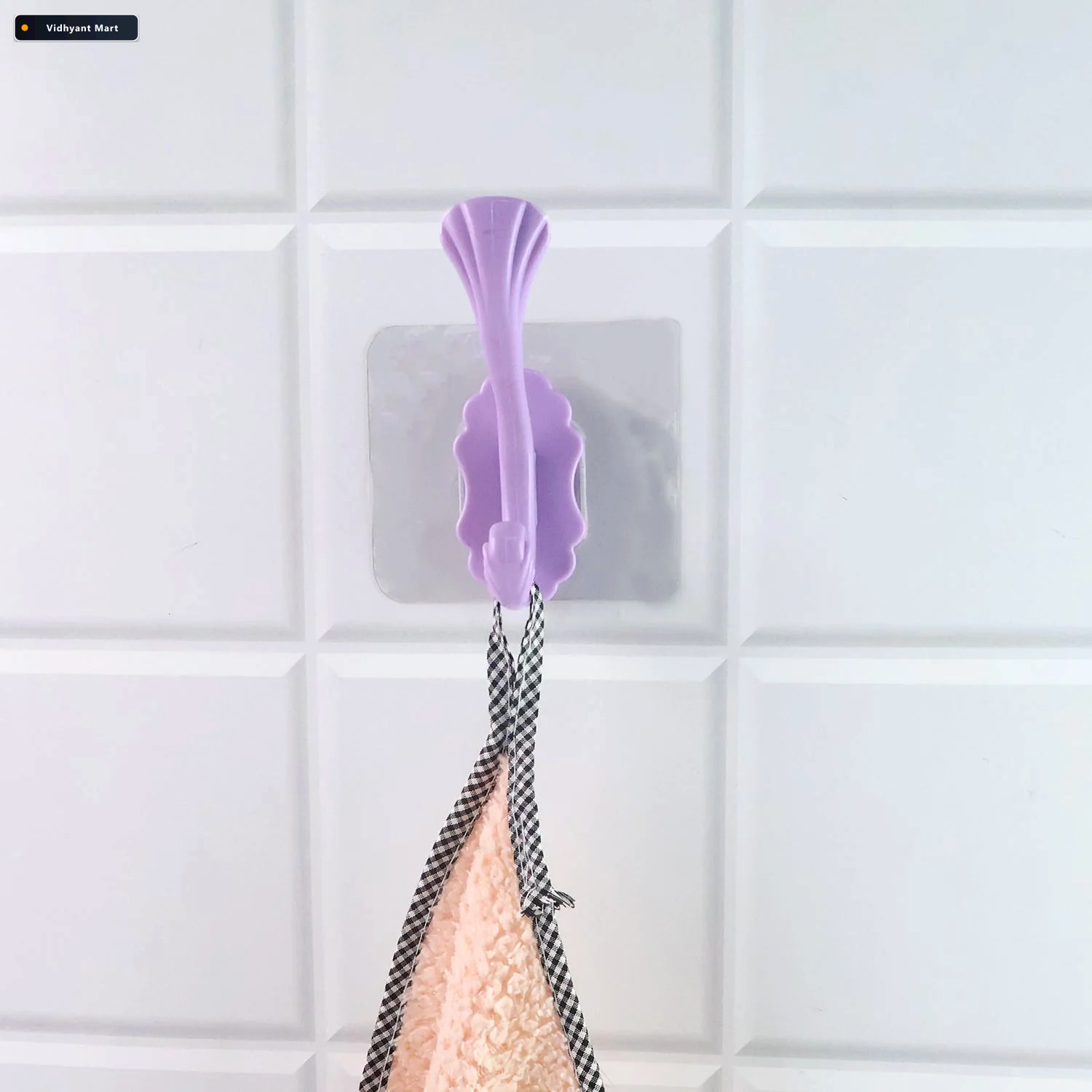 Vidhyant Mart Self Adhesive Heavy Duty Wall Hook No Drilling Nee 3