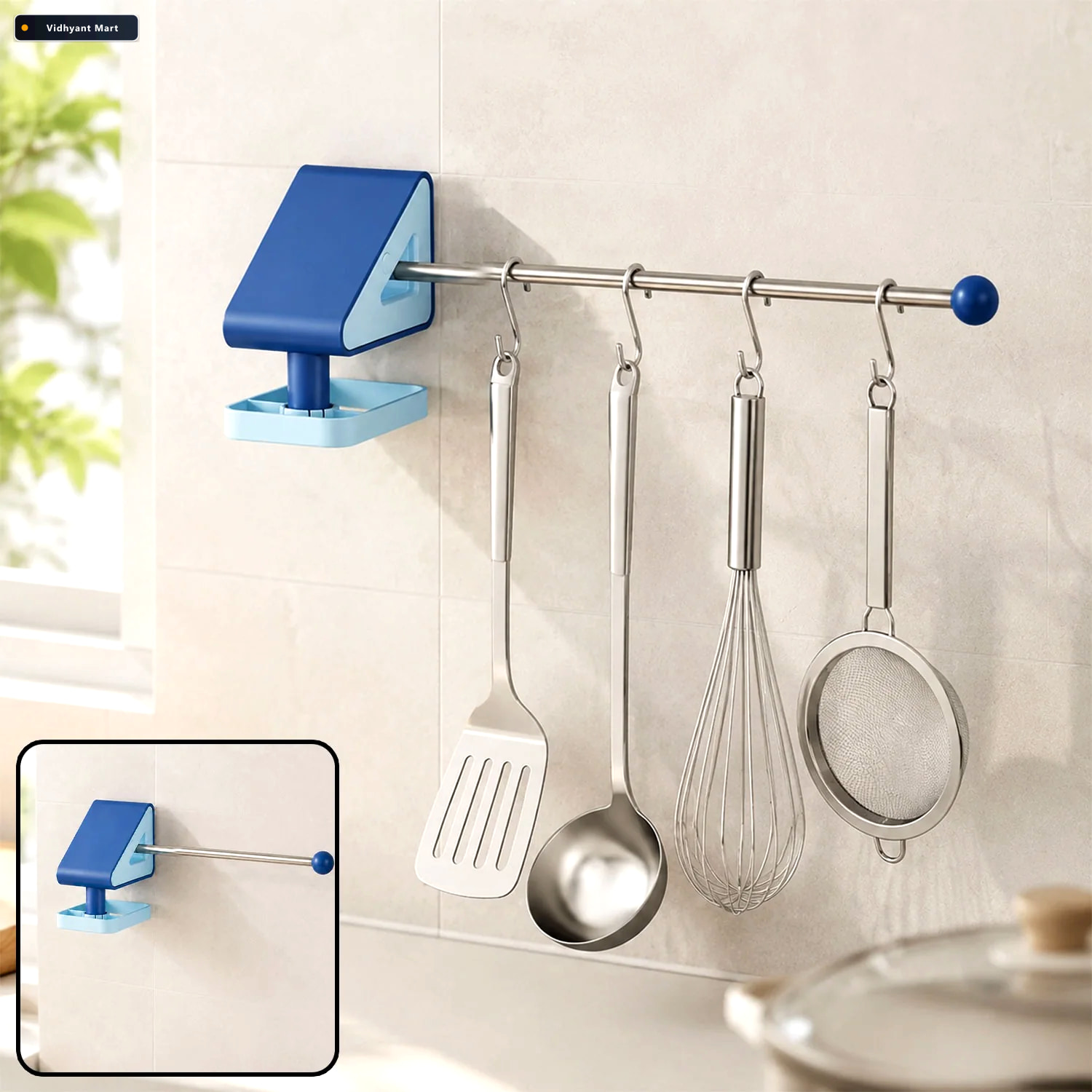 Vidhyant Mart Self Adhesive Kitchen Utensil Holder No Drill Hook 1