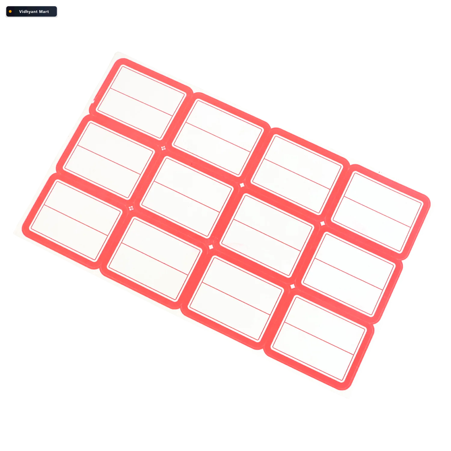 Vidhyant Mart Self Adhesive Label Sticker Sheet Red White Rectan 4