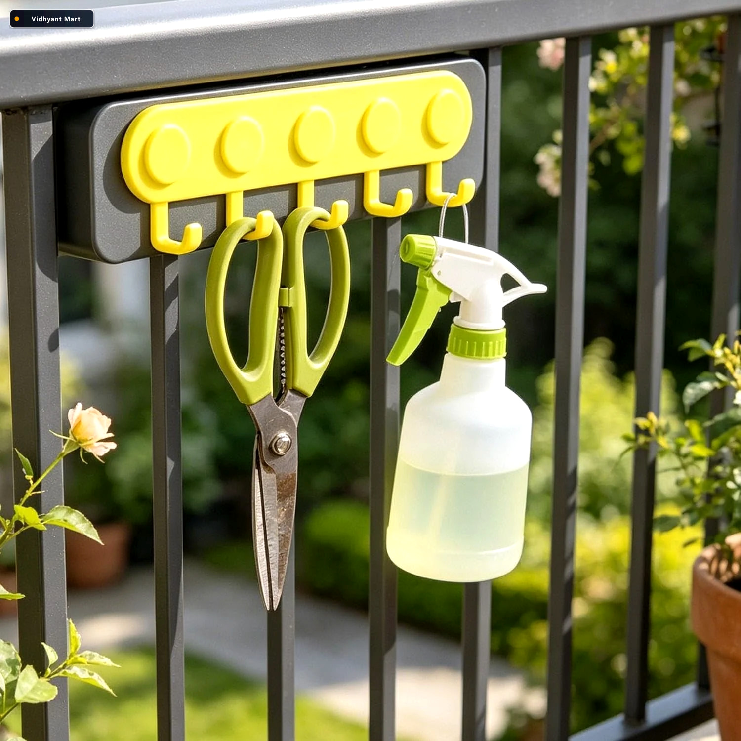 Vidhyant Mart Self Adhesive Plastic 5 Hook Wall Hanger For Home 2