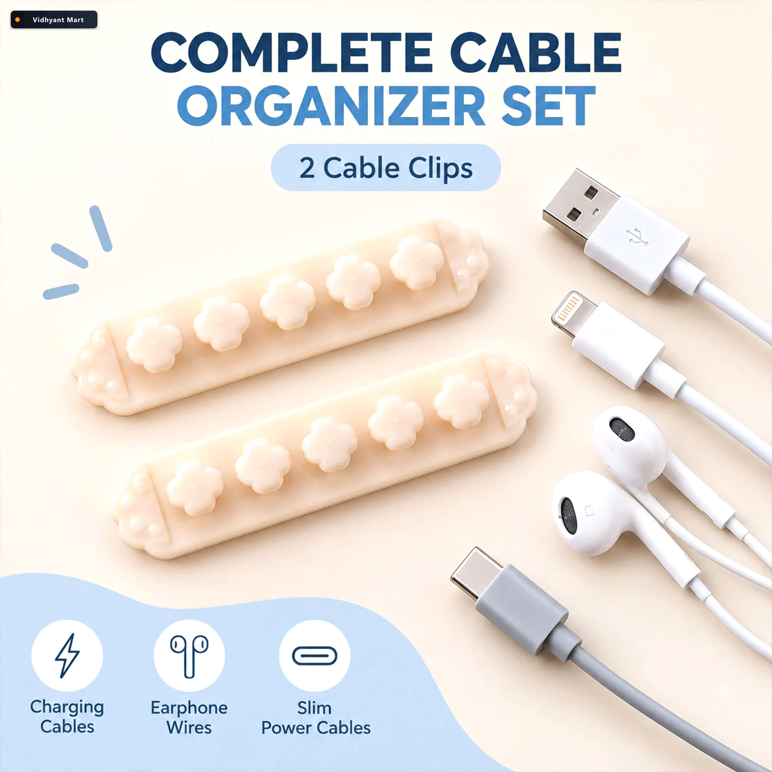 Vidhyant Mart Self Adhesive Plastic Wire Cable Organizer Clip Wi 2