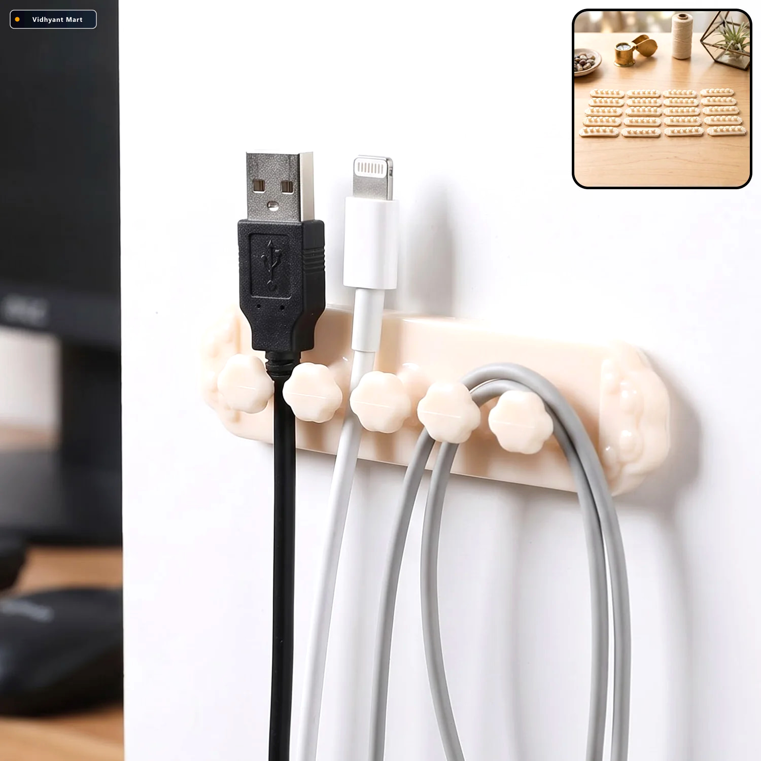 Vidhyant Mart Self Adhesive Plastic Wire Cable Organizer Clips F 1