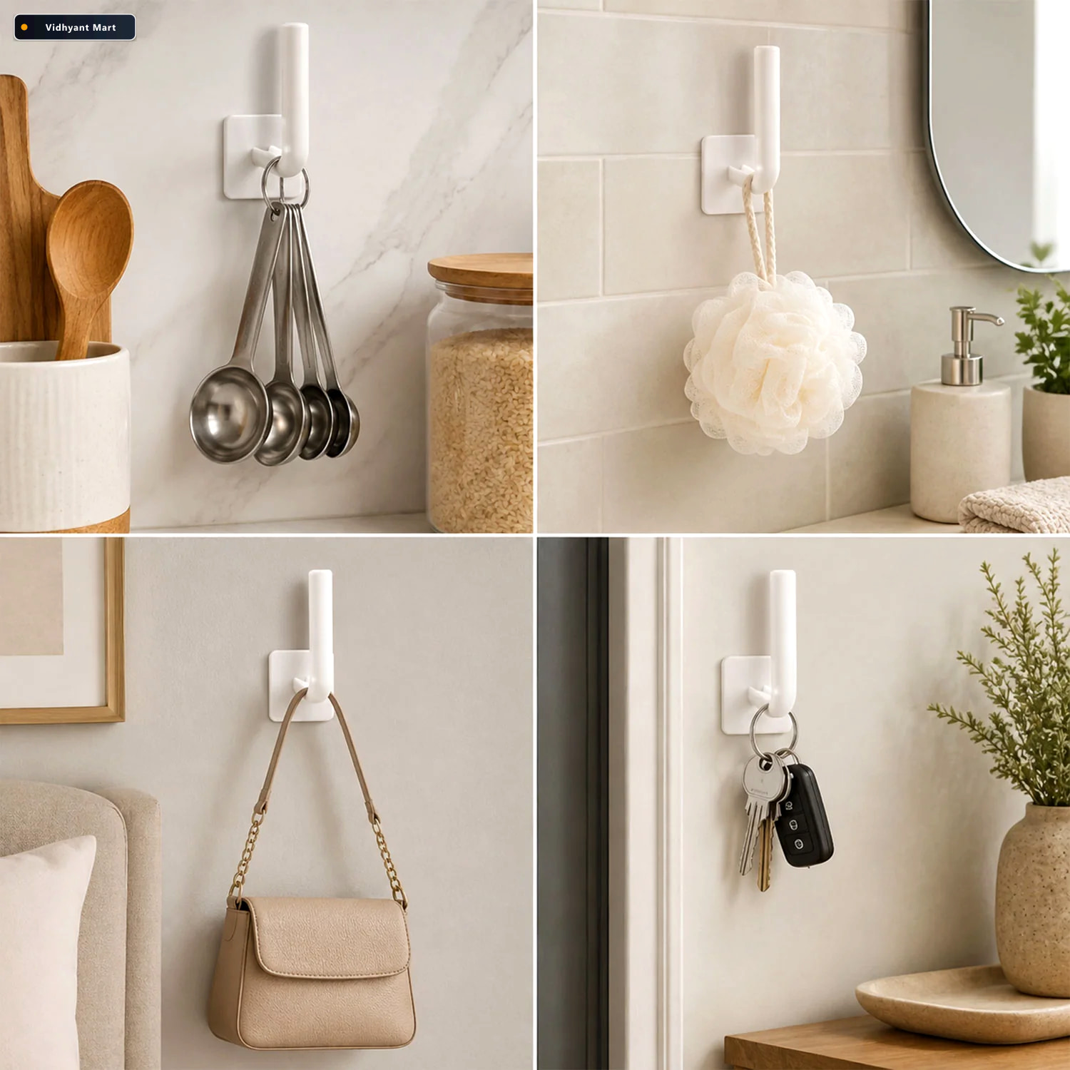 Vidhyant Mart Self Adhesive Wall Hook For Bathroom Drill Free To 2