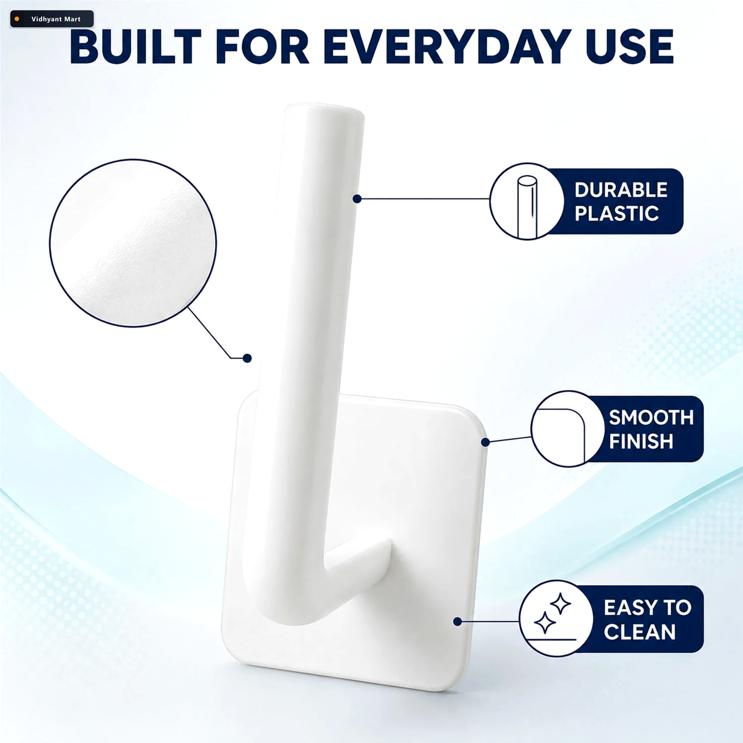 Vidhyant Mart Self Adhesive Wall Hook For Bathroom Drill Free To 3