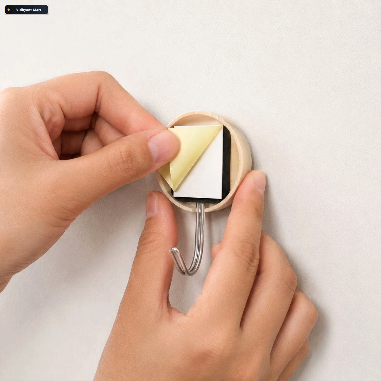 Vidhyant Mart Self Adhesive Wall Hooks No Drill Stylish Wooden F 2